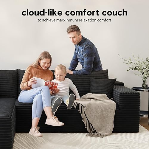 Miniatura 8 de Sofá modular Cloud de 107.5 pulgadas con 1 otomana, modernos sofás tapizados minimalistas, cómodo sofá en forma de U para sala de estar, sofá