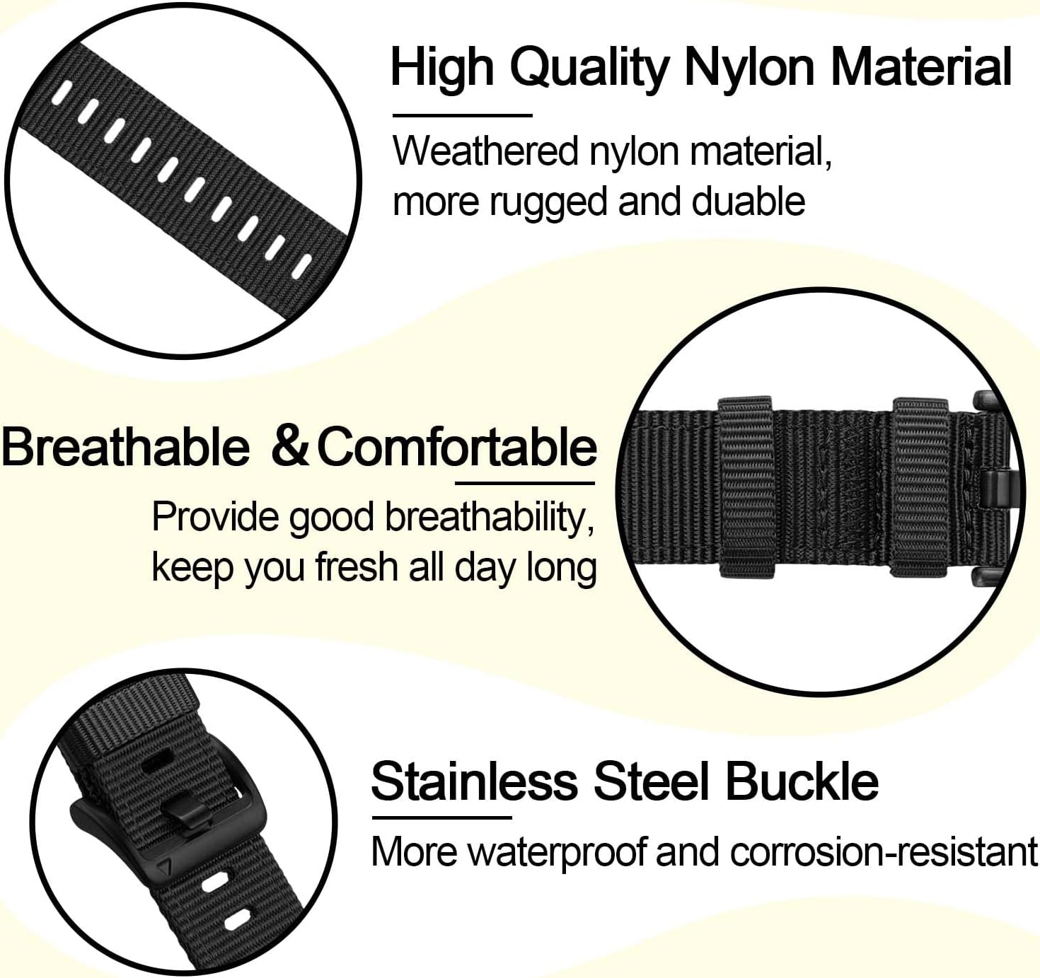 Rugged Nylon for Garmin Instinct 2/2X/3 Watch Band 45mm 50mm,Durable Breathable Wristband for Garmin Instinct Standard/Solar/Tactical/tide/Esports/Solar Tactical Band - Image 4