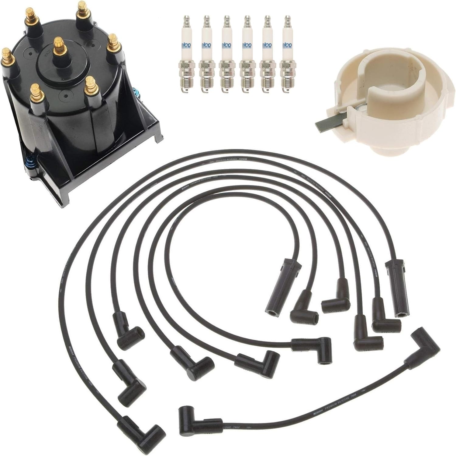 Ignition Kit Distributor Rotor Cap Wire Spark Plugs for Chevy GMC 4.3 V6