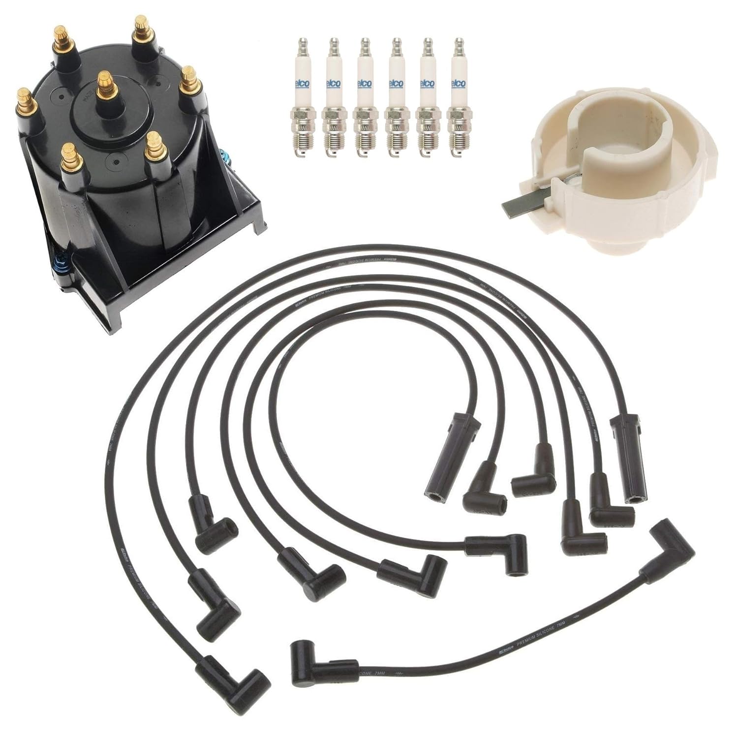 Alpaca Ignition Kit Distributor Rotor Cap Wire Spark Plugs for Chevy GMC 4.3 V6