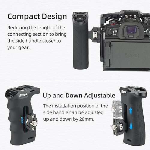 Miniatura 5 de Nitze Mango lateral ergonómico con tornillo de 38 pulgadas y pasadores de localización desmontables para ARRI, arribaabajo e izquierdaderecha