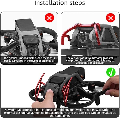 Miniatura 7 de Drone Gimbal Bumper Fit para DJI Avata FPV Drone Accesorios PTZ Protect Bar Cámara de aleación de aluminio Anti-colisión (negro)