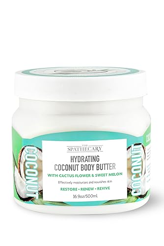 THE SPATHECARY Mantequilla corporal hidratante de coco, con flor de cactus y melón dulce, 16.9 oz
