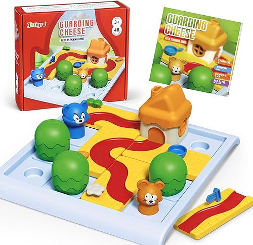 Juegos de mesa para niños de 4-6-8-12, juegos cerebrales de guardia de lógica de queso, 48 desafíos y 4 niveles de dificultad para niños,