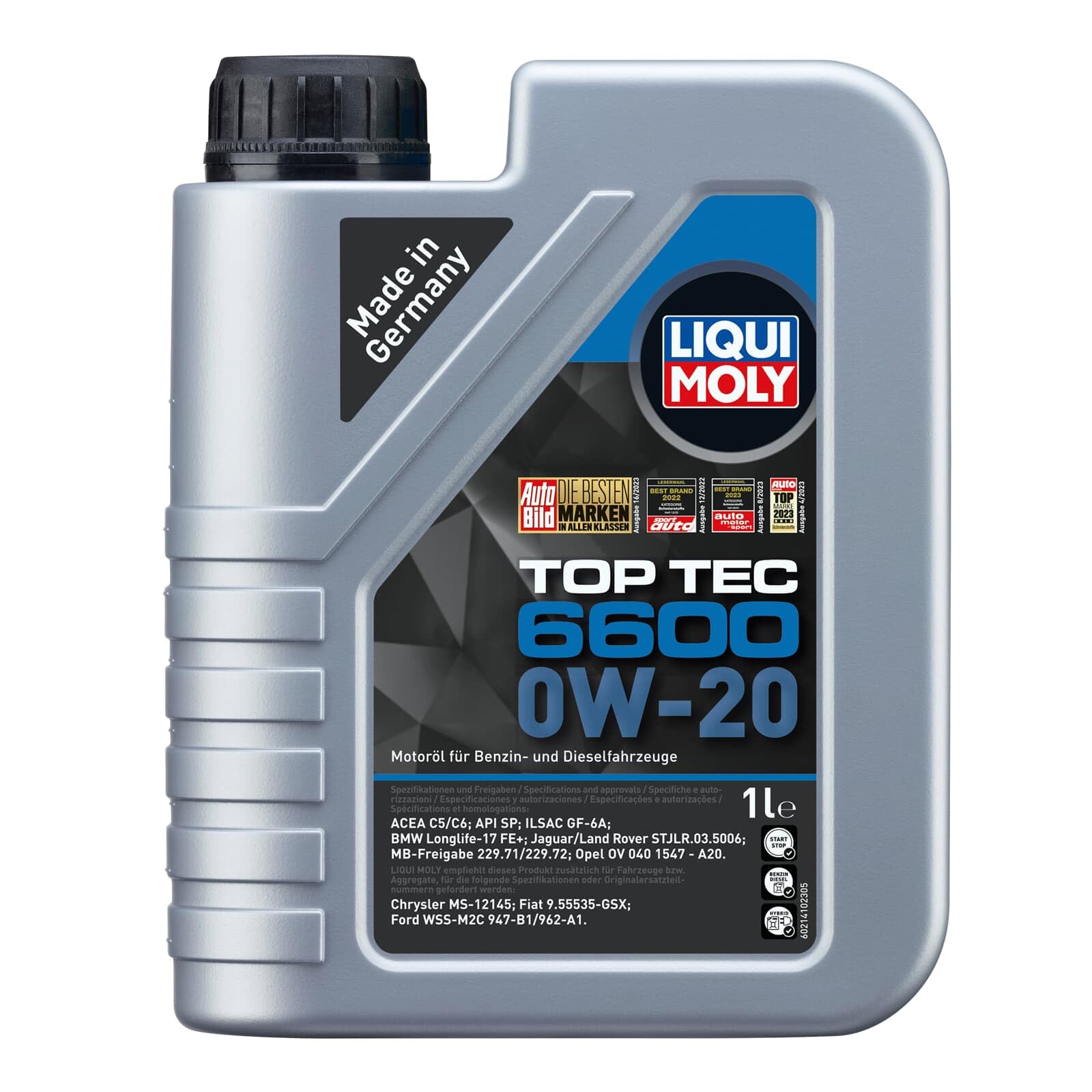 LIQUI MOLY Top Tec 6600 0W-20 | 1 L | Synthesetechnologie Motoröl | Art.-Nr.: 21440
