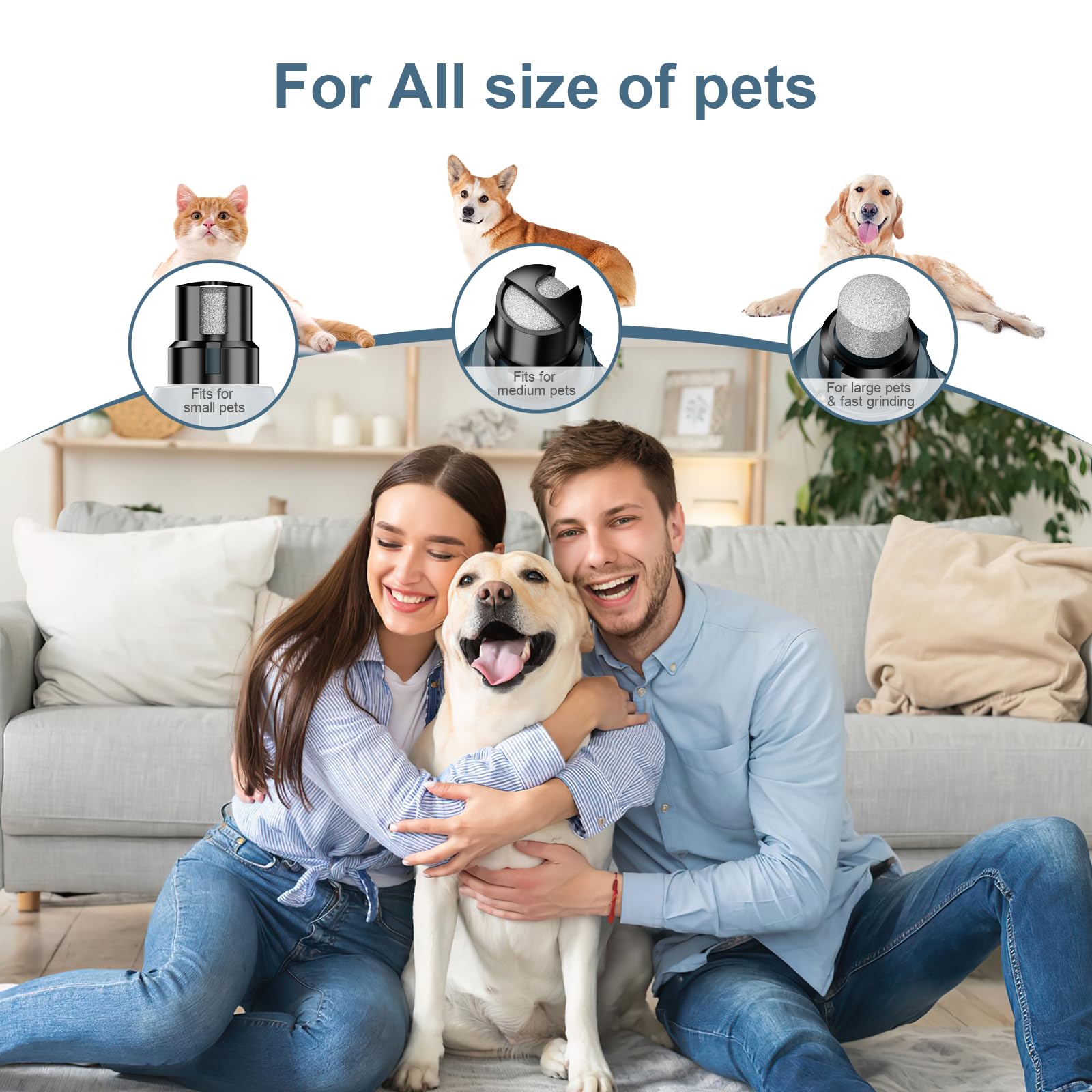 Ankilo Dog Nail Grinders, Dog Claw Clippers Quiet Rechargeable Electric Dog Nail Trimmer 6-Speed - Image 3