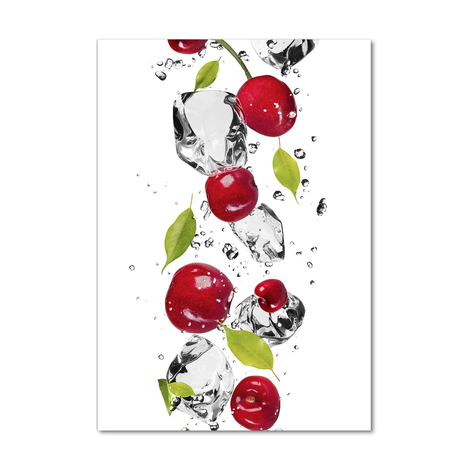 Image sur verre cerises et eau 60x120 cm pour créer une ambiance fraîche en cuisine