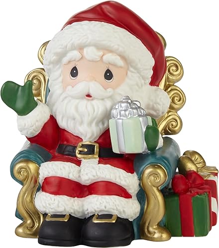 Precious Moments Santa's Here Bringing Cheer - Figura de Papá Noel anual - Decoración navideña de porcelana Bisque - 231011