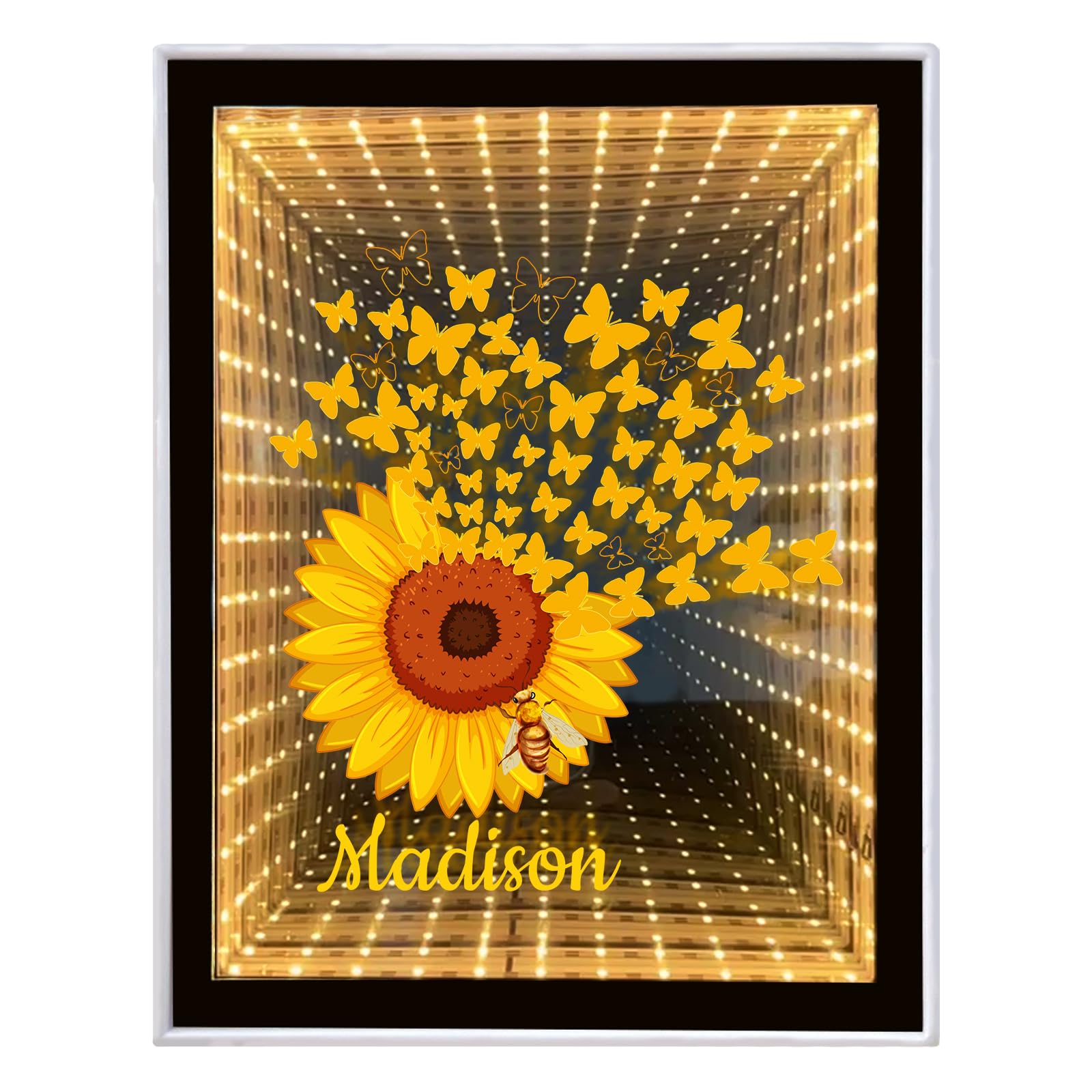 Custom Infinity Mirror Personalised Your Name, Creative Personalised Gifts for Couple, Friends, Family, Desktop LED Night Light Makeup Mirror 2 in 1, Home Decoration Bedroom Office Living Room