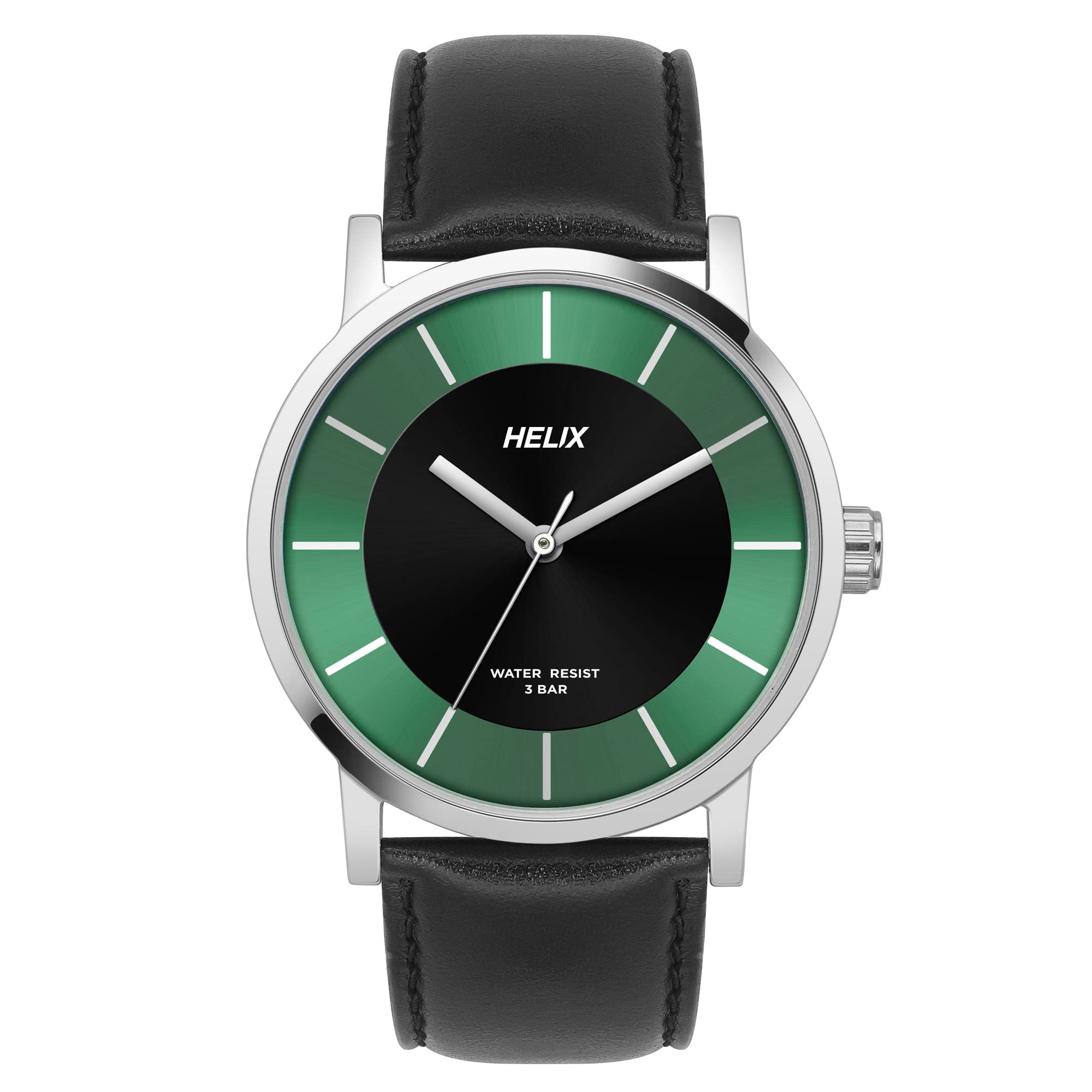 Helix by Timex Black Round Analog Watches for Men | Quartz Movement Leather Strap Men Watches | Upto 30 m Water Resistance with Buckle Closure | Gift for Men TW035HG07 (B0BQY582V5) Amazon Price History, Amazon Price Tracker