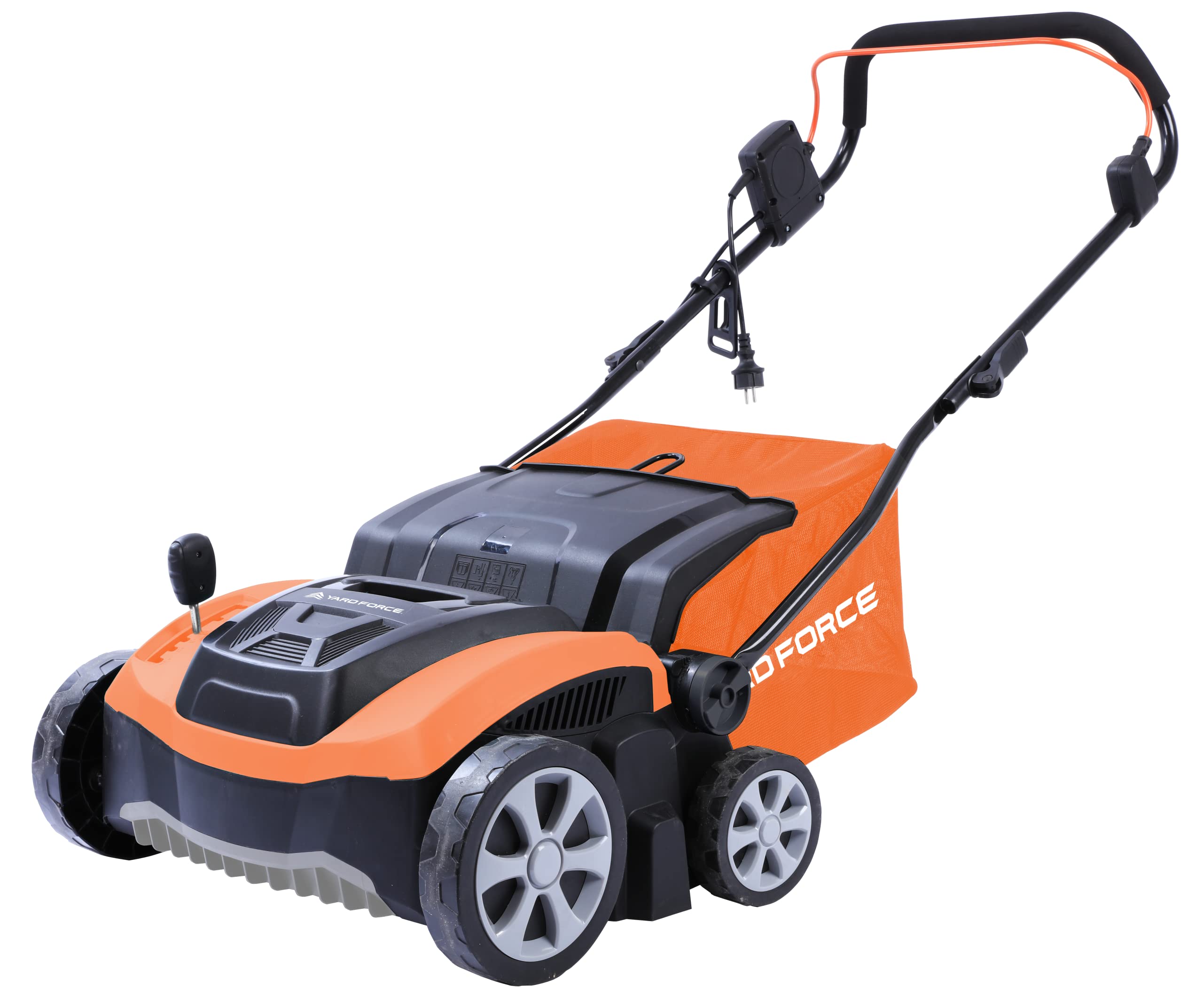 Yard Force EA U36A - Escarificador eléctrico 3 en 1 (1500 W, Ancho de Trabajo: 36 cm, Saco de 45 L, Incluye Rodillo escarificador y Rodillo de Ventilador)