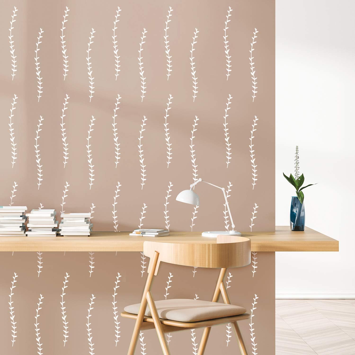 Set of 24 Vinyl Wall Art Decal - Wispy Twigs - from 8.5" x 1" Each - Minimal Adhesive Sticker Nature Plants Design for Home Bedroom Living Room Classroom Work Office Decor (White) image 2