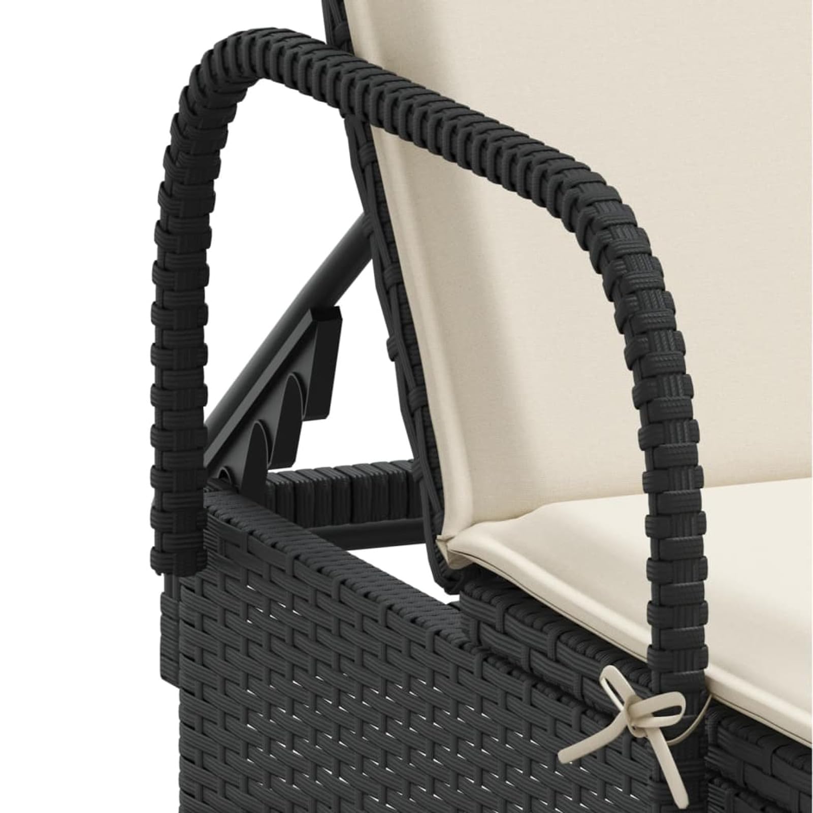 ShGaxin Lettino Prendisole con Ruote e Cuscino in Polyrattan Nero,Lettino Prendisole,Sdraio da Spiaggia,Lettino da Sole,Lettino da Giardino-368308
