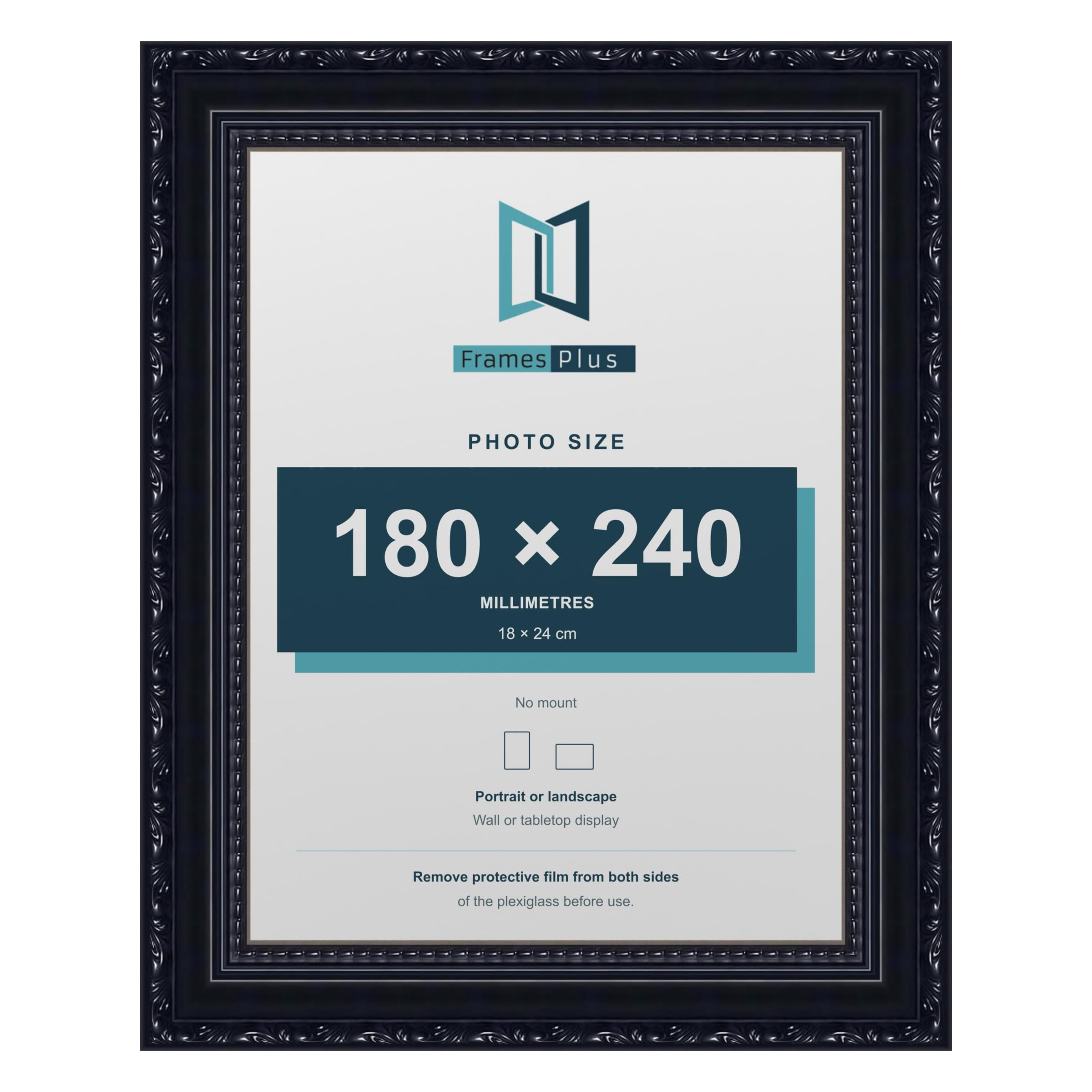 FramesPlus ORNATE Shabby Chic 24x18CM Picture Frame, Black — image 1