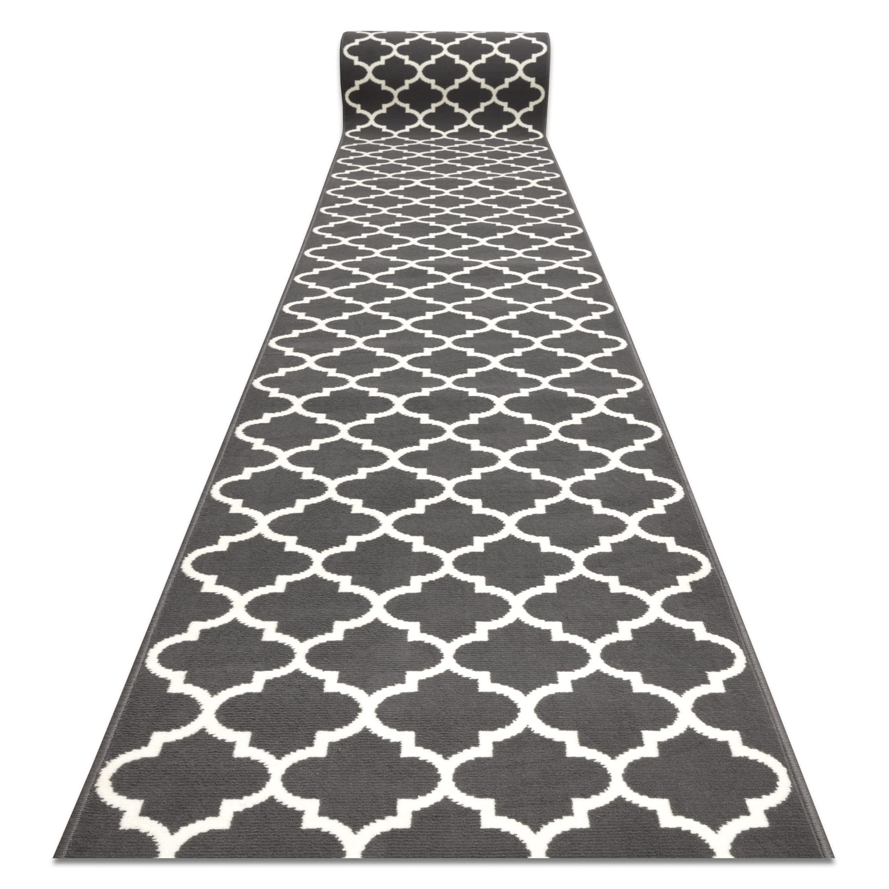 rugsx Tapis de Couloir BCF MORAD Trelis pour la Cuisine, Le Hall, Le Couloir, l'entrée, Solide, Classique, Treillis marocains Anthracite/crème 90x180 cm