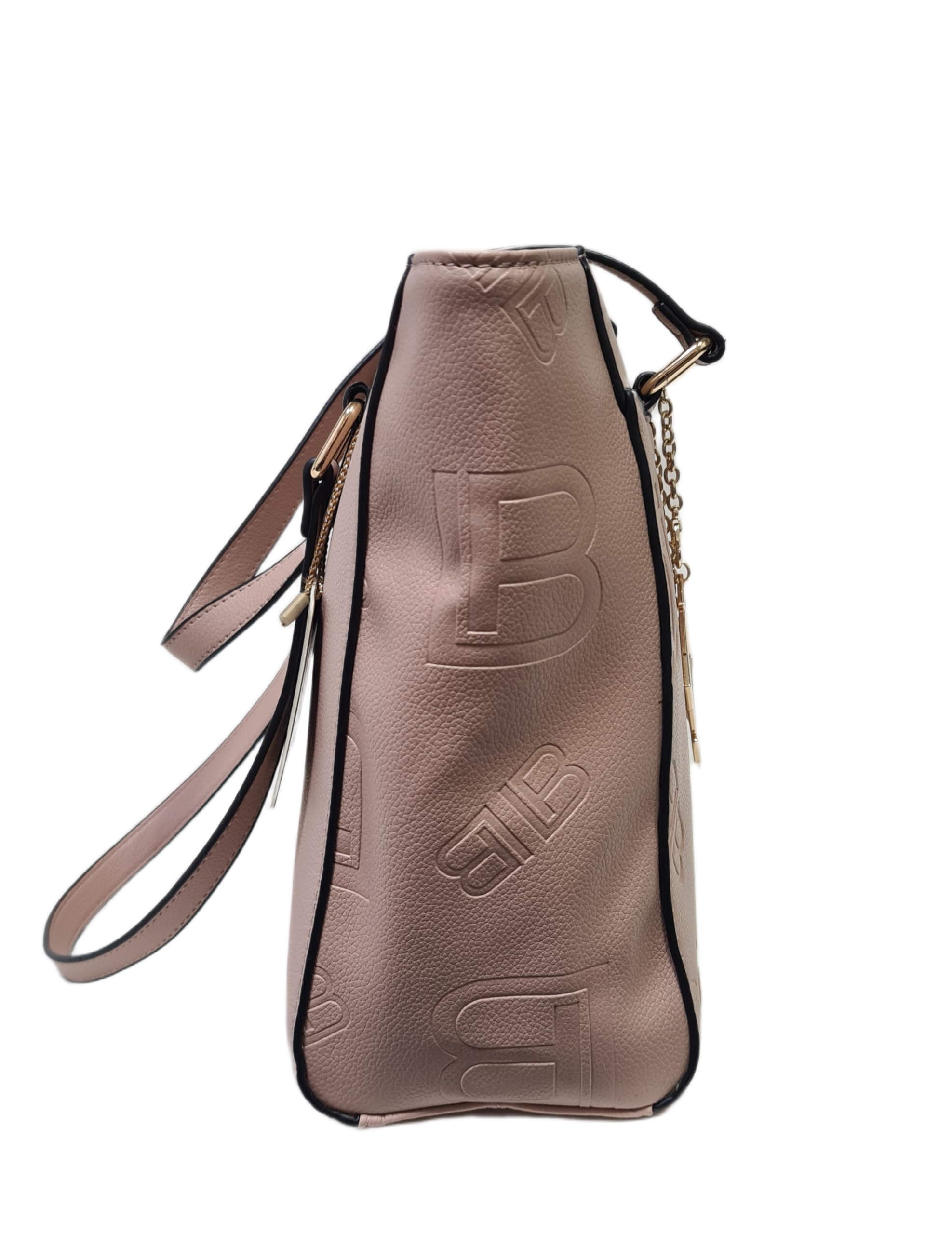 Laura Biagiotti Borsa Donna Tote in Ecopelle, Linea Lajolla, Stampa LB, Accessorio Metallico Oro, Tasche Interne, Chiusura a Zip, Dimensioni 33x26x12 cm Art. LB25W-121-1