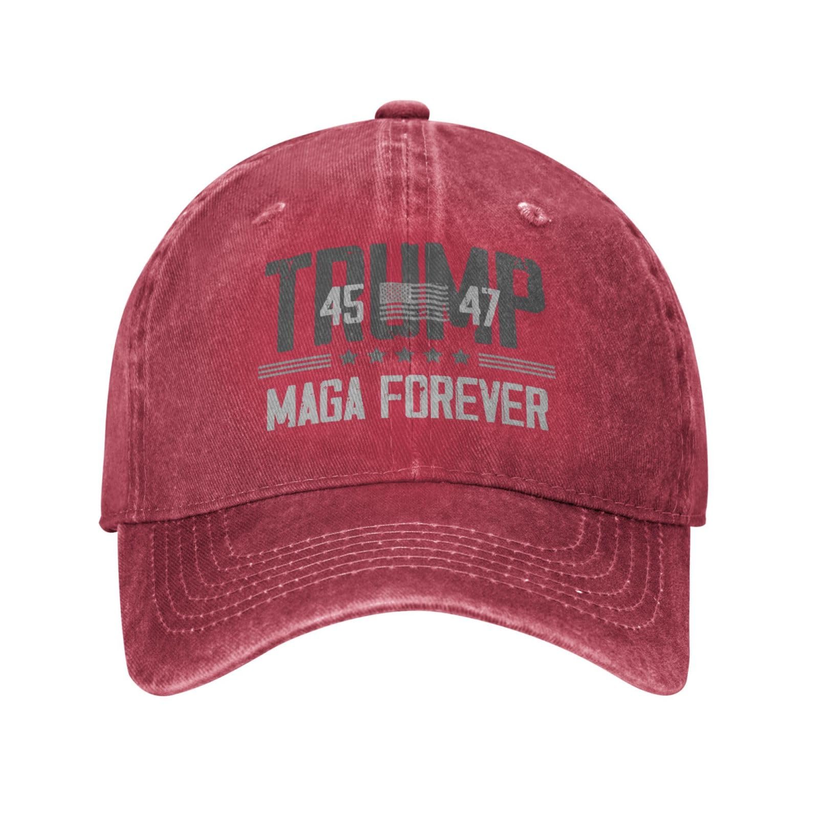 Peiyeety Unisex Red Maga-Forever Hat Trump Hat Trump Won 2024 President 47Th Denim Hat Baseball Cap