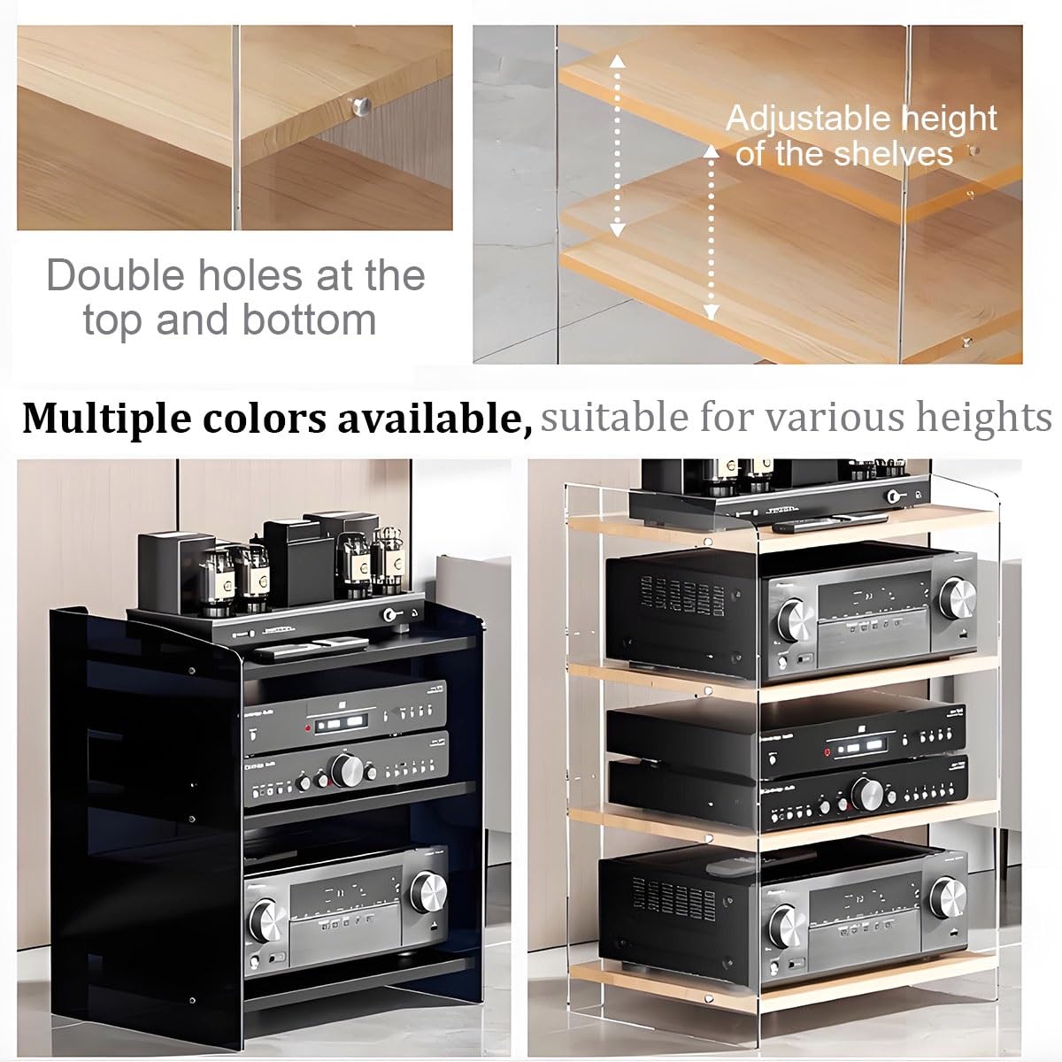 Mueble Equipo HiFi Estéreo Supports, Gabinete AV Moderno, Gabinete De Audio HIFI Multicapa, Para Equipo De Audio Y Vídeo Amplificador Gabinete De Componentes De Vídeo Para Sala De Estar(Yellow,H60.6cm