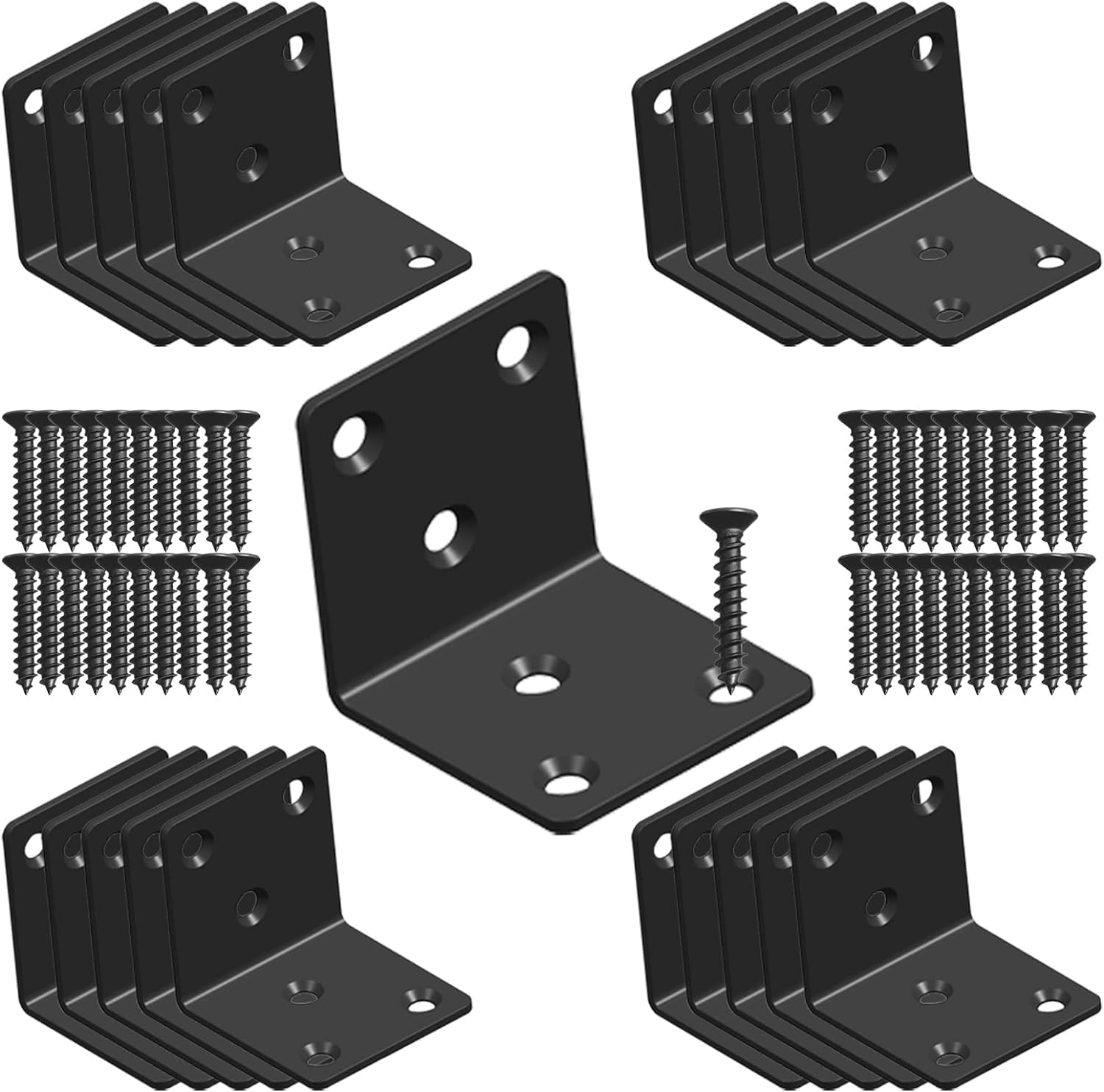 Black Stainless Steel Shelf Bracket,Joint Right Angle Bracket,L Shape Heavy Duty Metal Corner Brace Shelf Supporter for Wood Aufuga (16, 3.4x3.4x2)