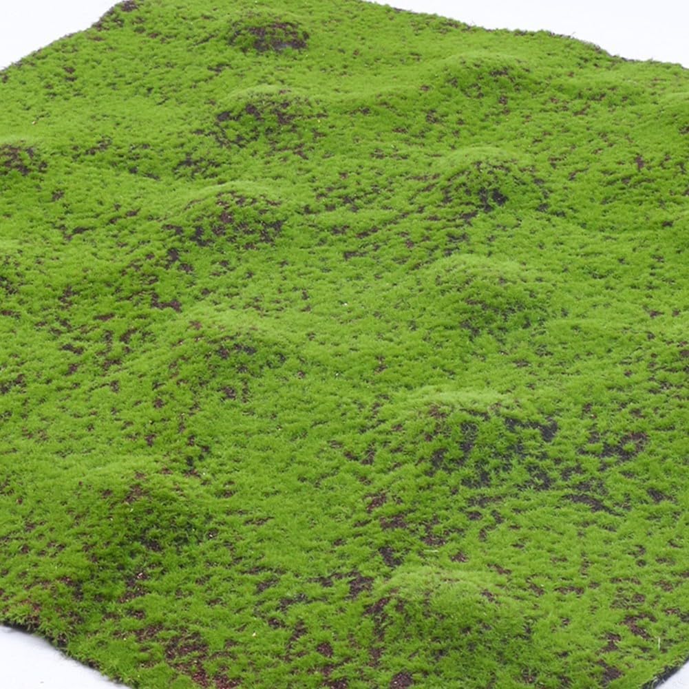 Artificial Moss Mat 100 x 100 cm Silk Cotton Faux Grass Rug for Indoor Outdoor Home Garden Office Patio Balcony Decoration Green Plant Wall Simulation(Red base moss)