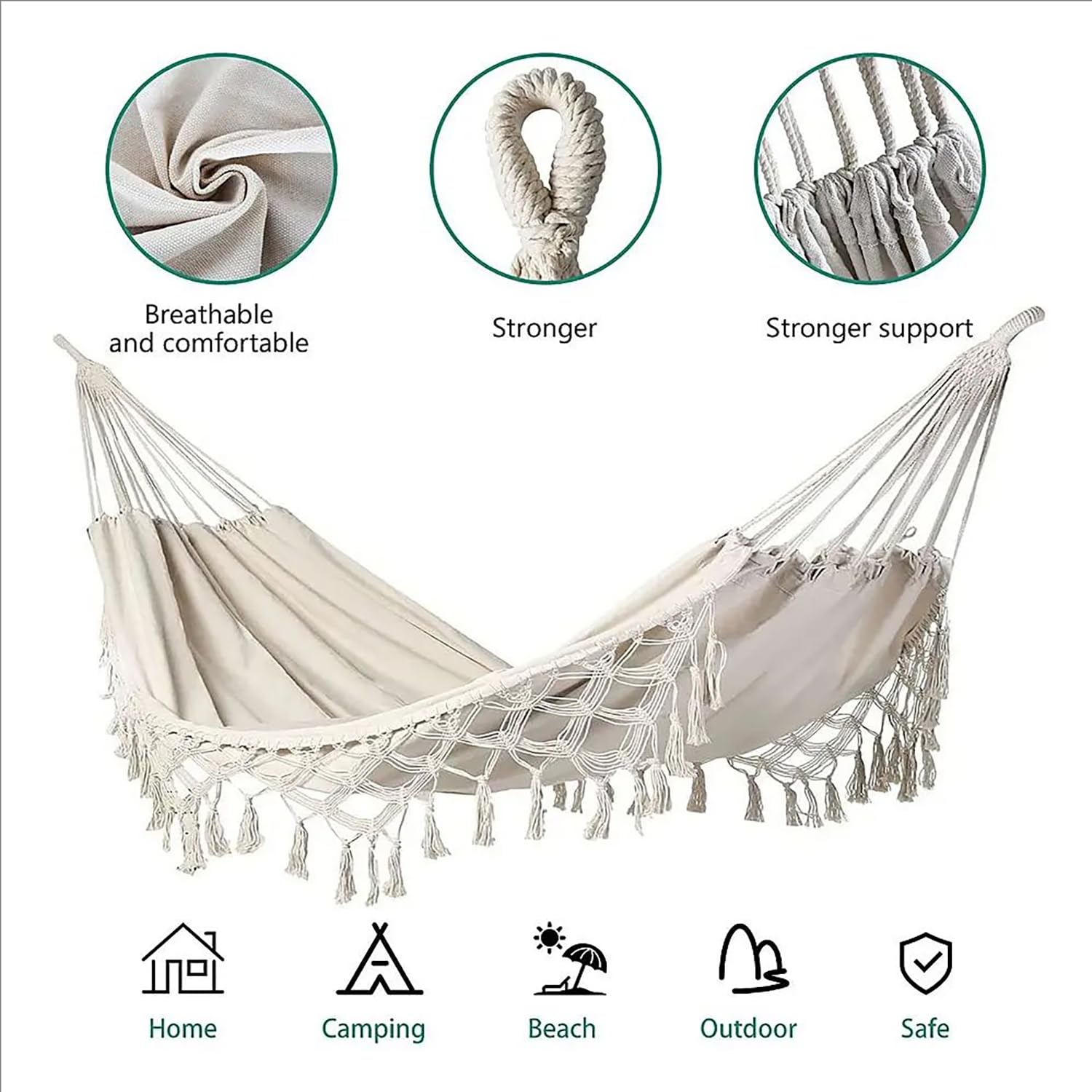 Amaca Portatile in Cotone con Nappe e Borsa 200x150 Lavabile