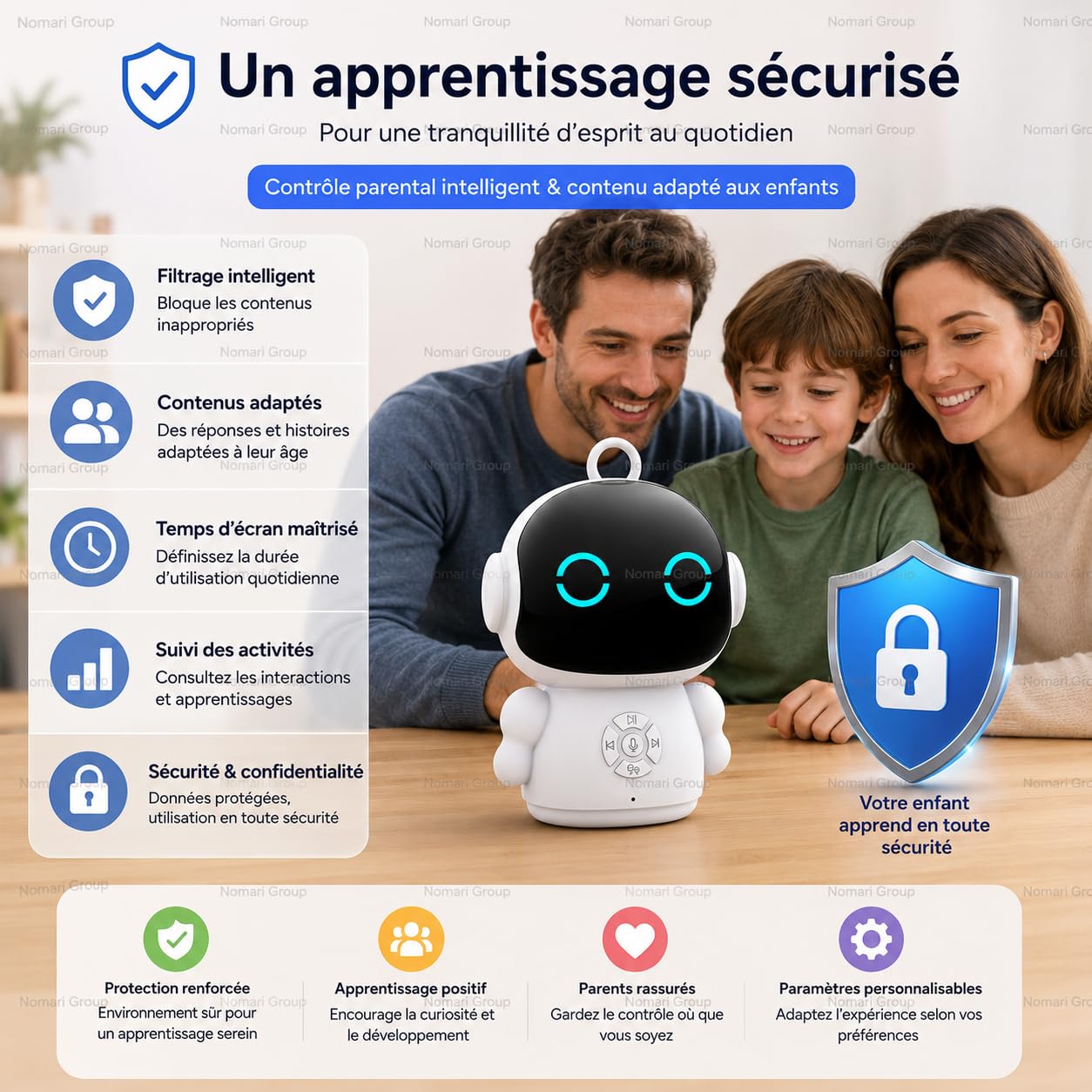 Générique Robot IA Educativo Bambino con Riconoscimento Vocale