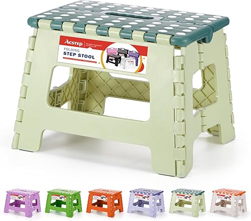 Miniatura 1 de ACSTEP Taburete plegable de 9 pulgadas, capacidad de 300 libras, taburetes plegables de plástico para niños y adultos, taburete plegable adecuado