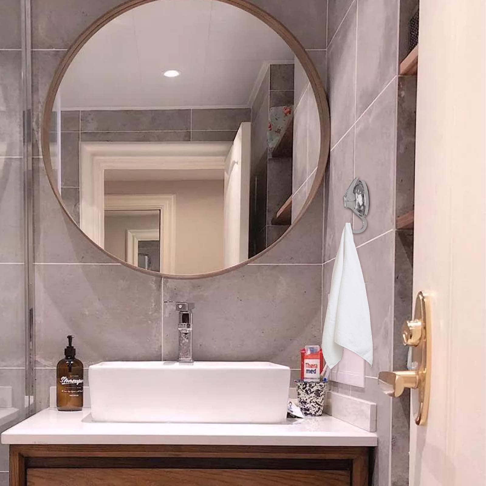 4 Pezzi Ganci a Ventosa, Appendi Strofinacci Cucina con Carico Massimo di 10KG, Ganci Appendi Impermeabili e Forti per Bagno Finestra Ghirlanda Porta Blindata Finestra Corona (Argento)