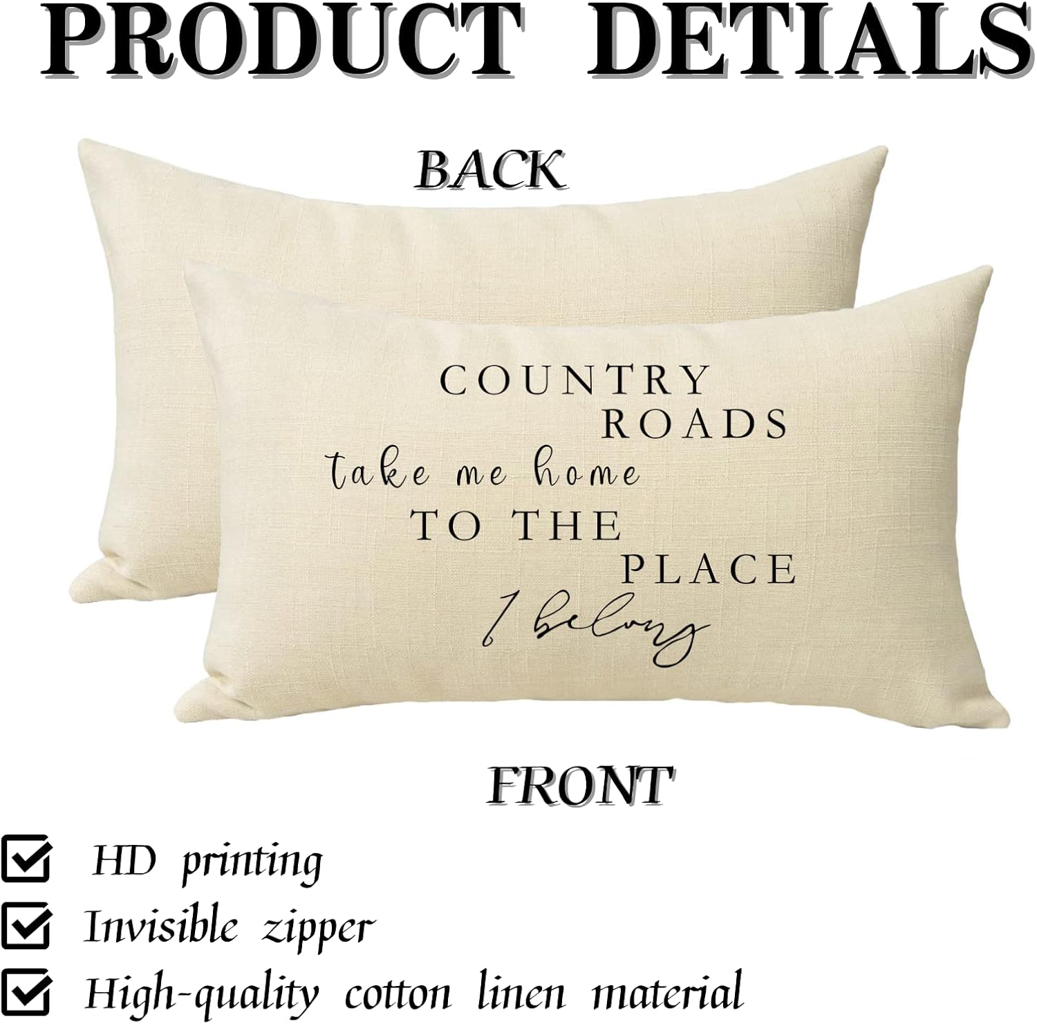Lumbar Country Roads Take Me Home Christmas Rectangle Decorative image 2
