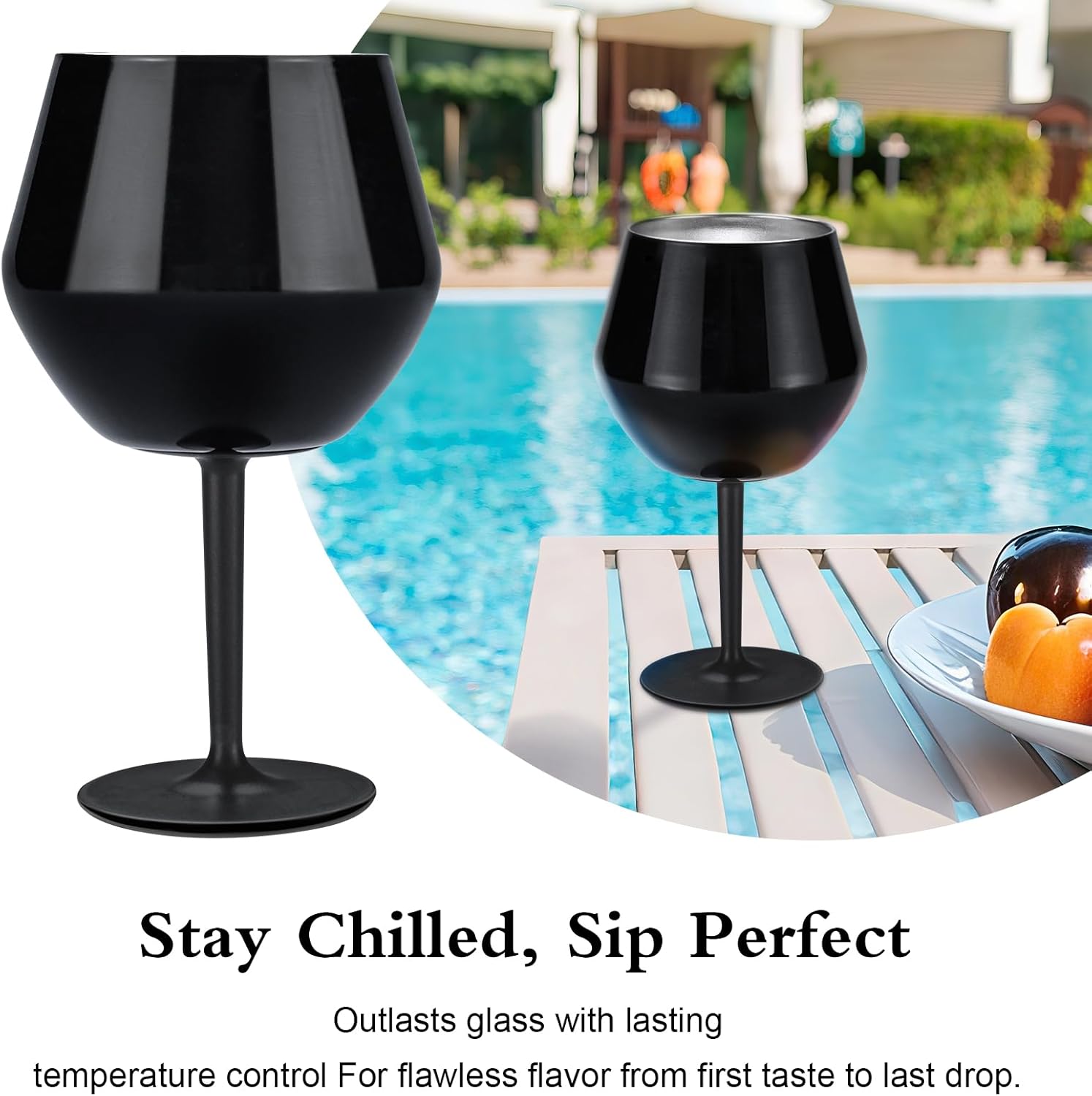 14oz Wine Glasses with Detachable Stem, Insulated Stainless Steel Wine Tumbler with Lid & Anti-Slip Base, Multi-Functional Cup for Gift Party Outdoor Travel Home Use (Black)