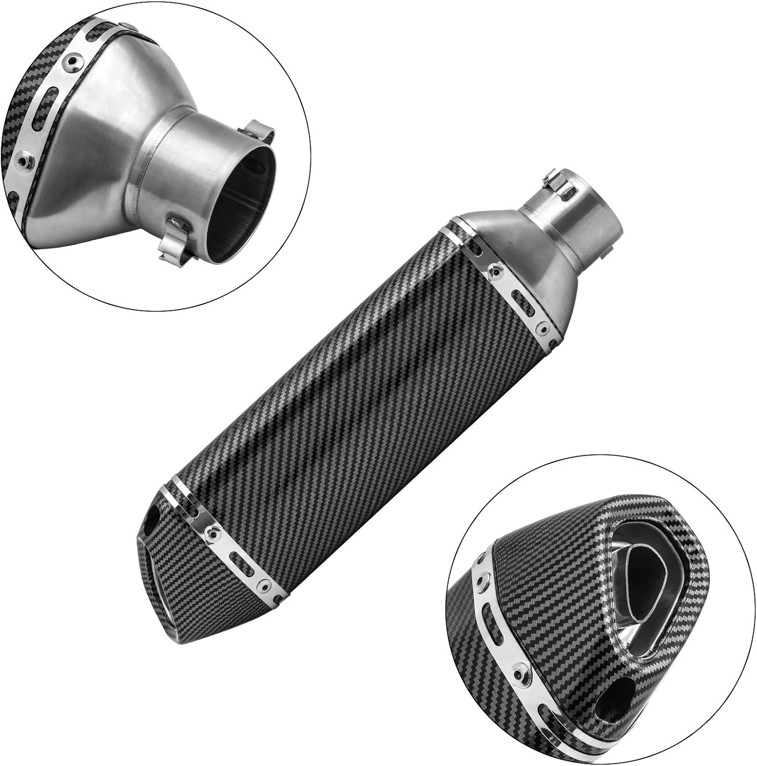 Slip on Exhaust for Kawasaki Ninja 400 Z400 2018-2023, Motorcycle Muffler with Removable Baffle, Stainless Steel/Aluminum, Easy Installation (No Welding)