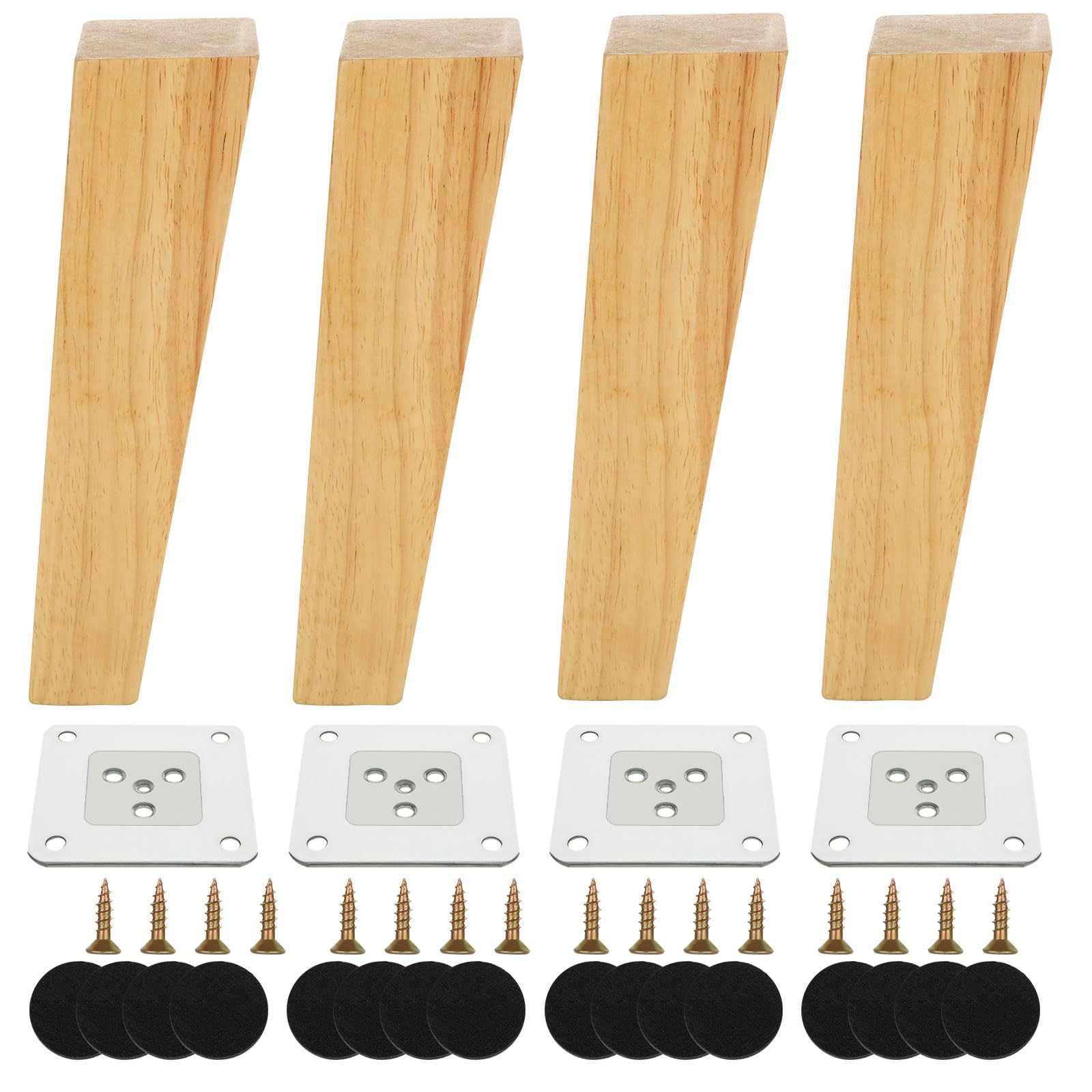 Patas de madera cuadradas de 20 cm para muebles, sofá y cama con kit de montaje