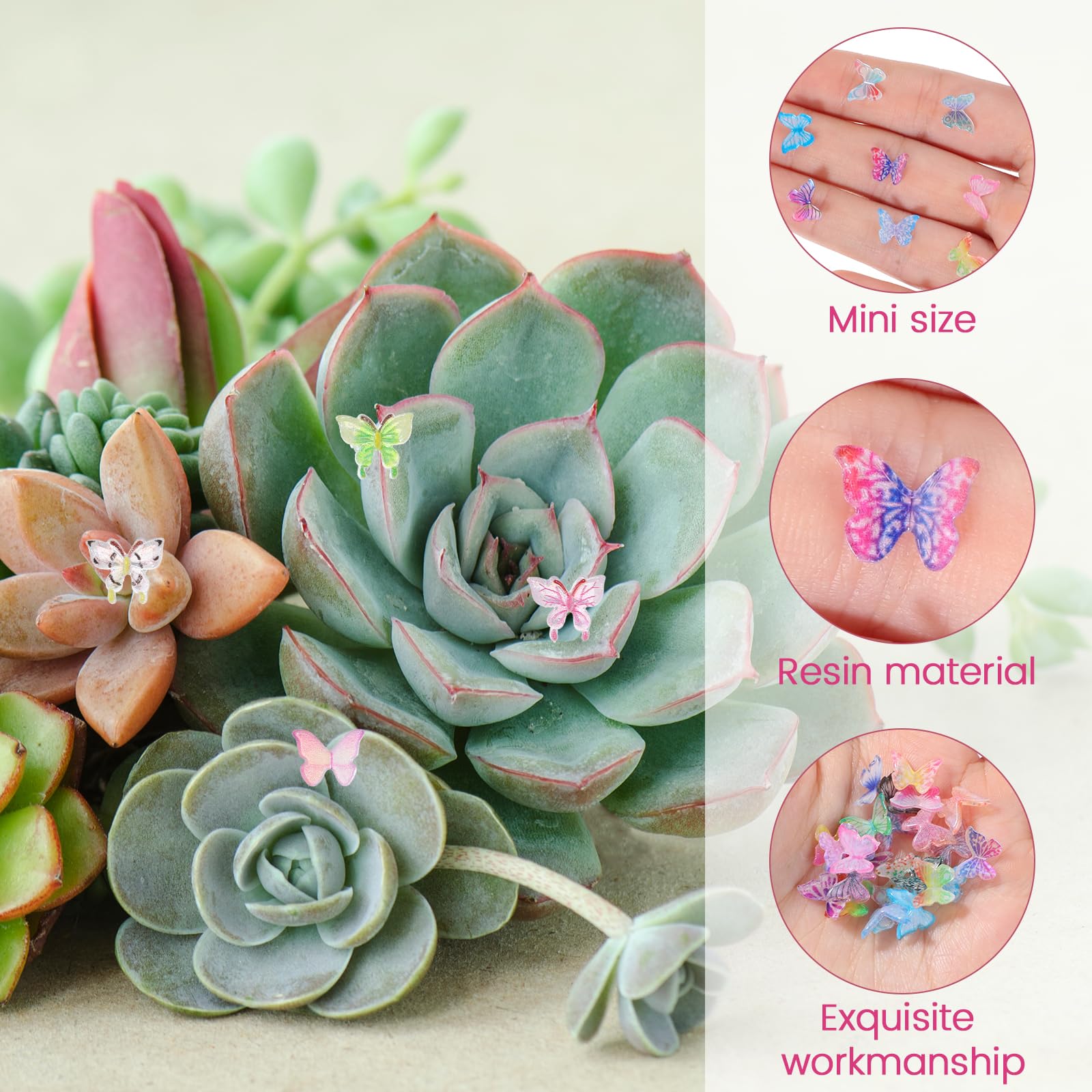 50 Micro Mariposas De Resina De Colores – Accesorios Para Casas De Muñecas, Jardines De Hadas Y Manualidades DIY