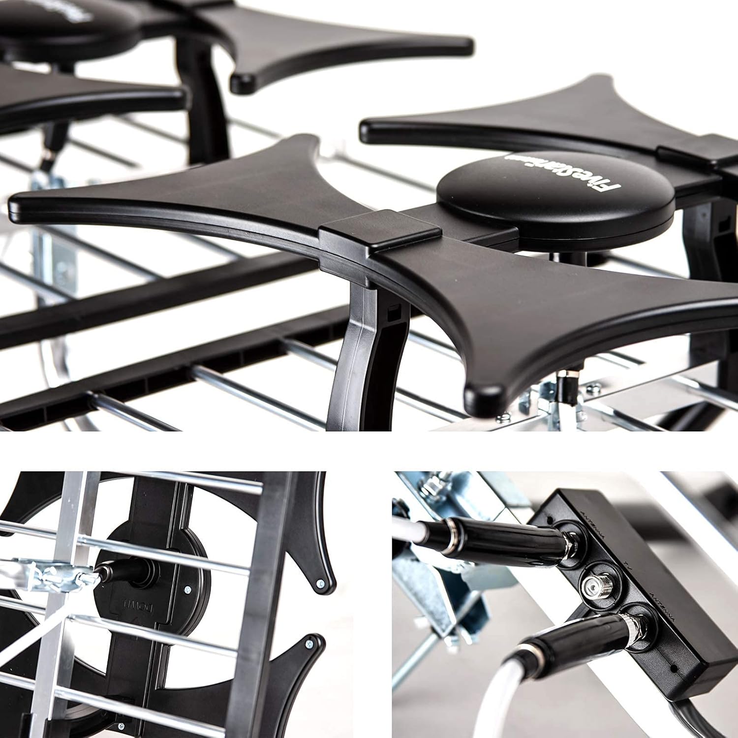 Close-up of antenna connections and elements