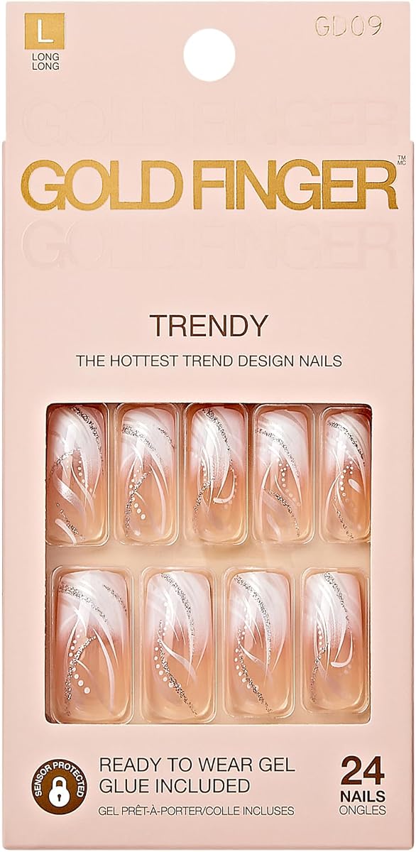Full Cover White French Design Press on Nails Ready to Wear Gel Manicure Long Nails, Salon Result, Long Lasting Durable, Mini Glue Included