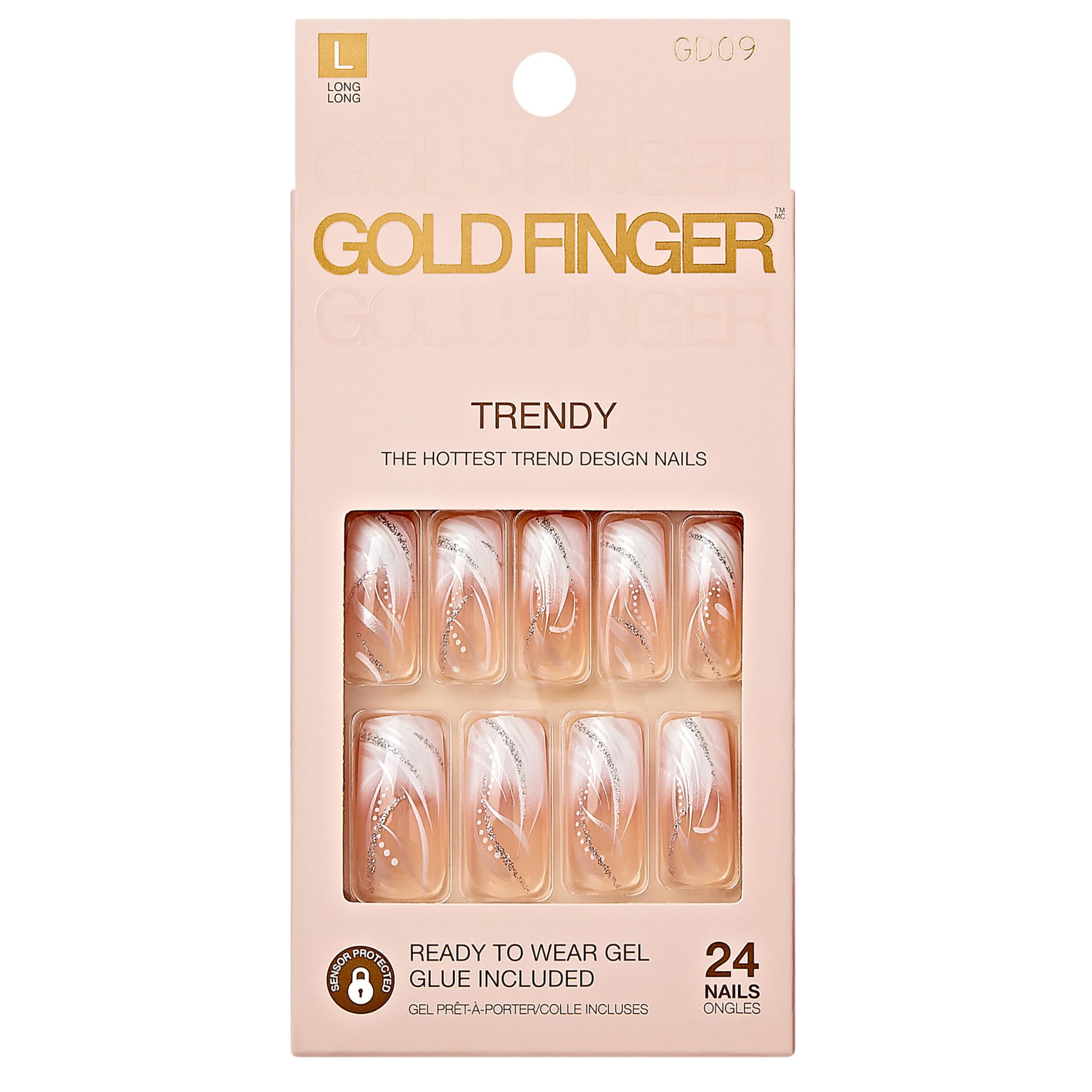 Gold Finger Posh Queen Glue-On Fashion Nails 24 Ea