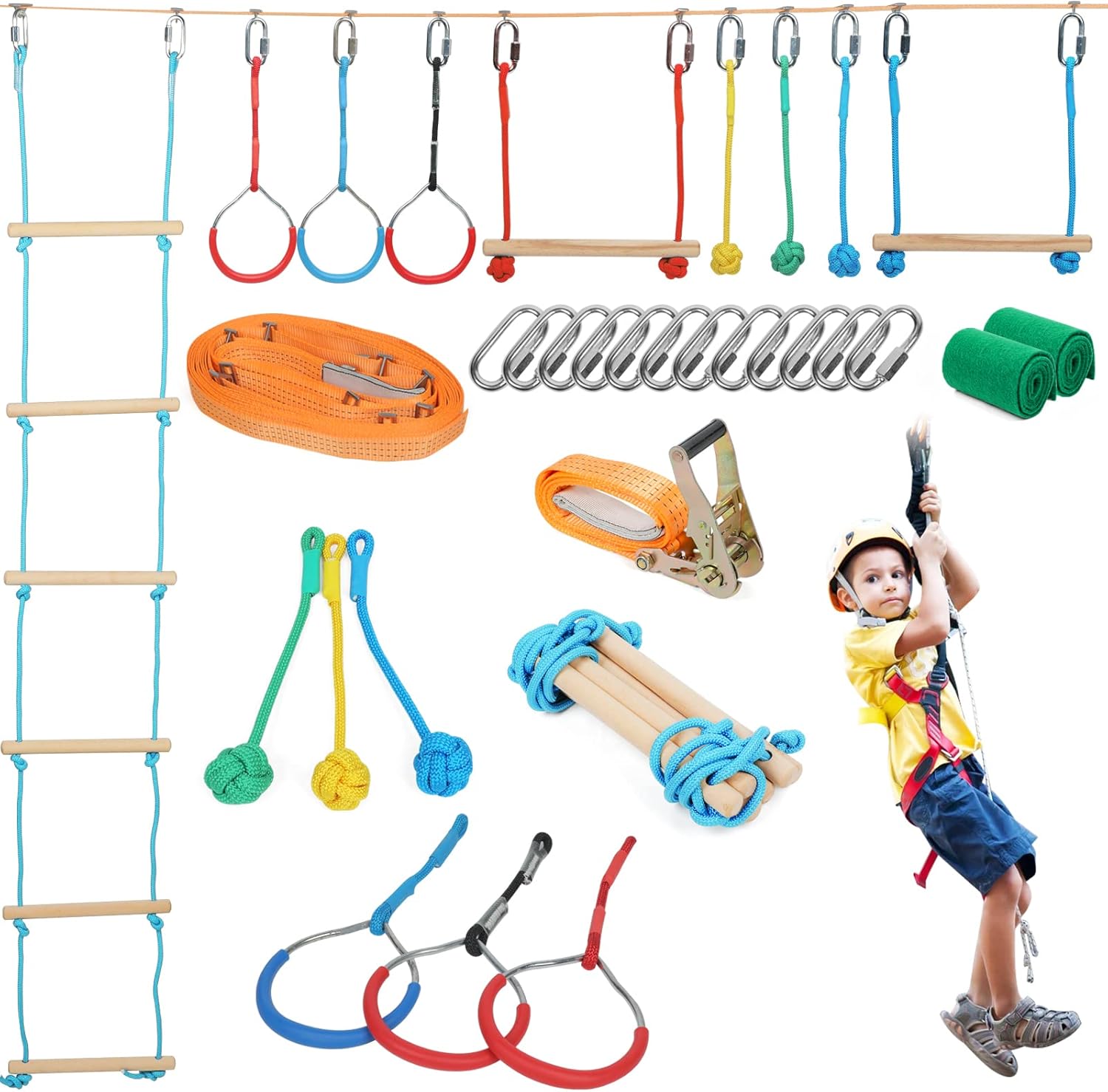 Falpro Ninja Warrior Obstacle Course for Kids, Obstacle Course for Kids Backyard, Ninja Course for Kids Outside : Toys & Games