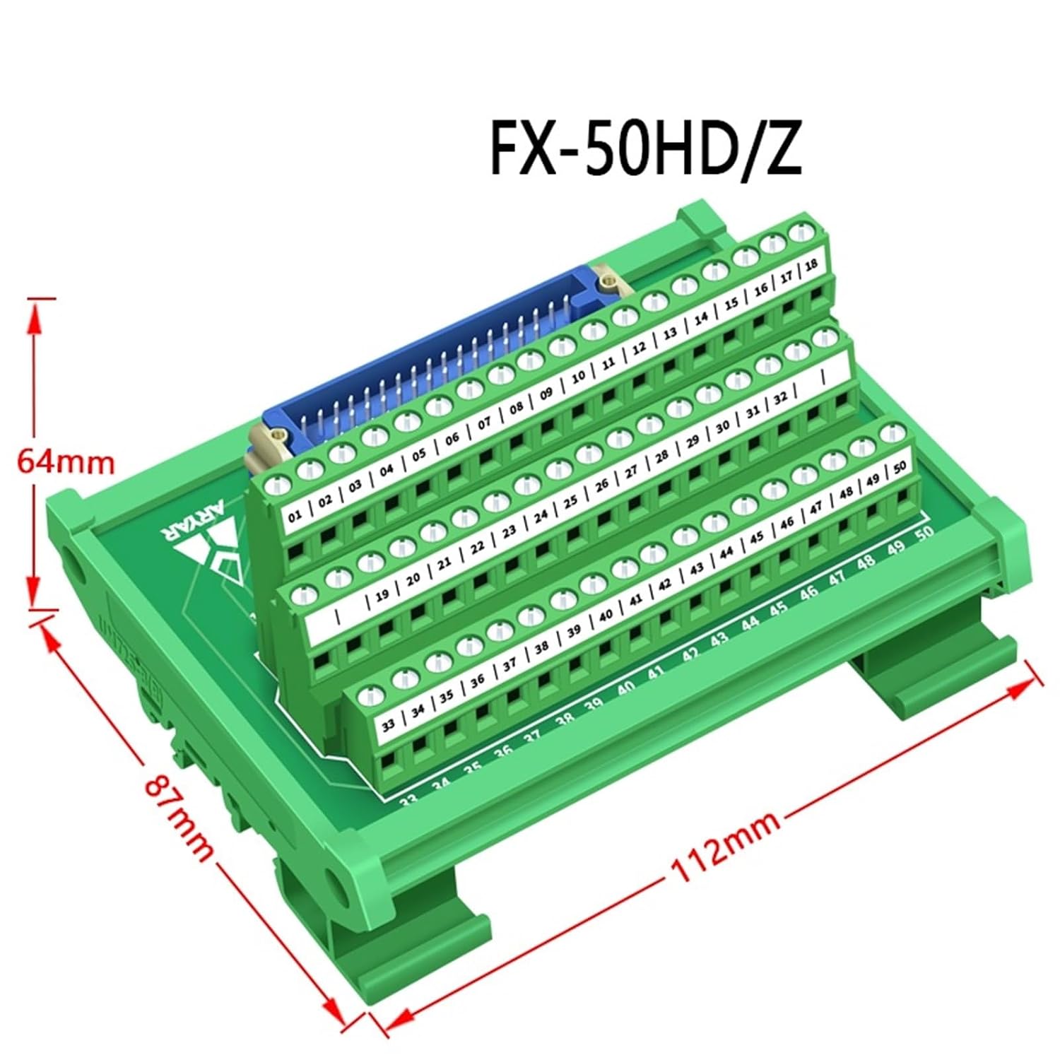 FX-50HD/K Module 50Pin Terminal Blocks to MR-50RFD2+, X-50KT1 Module(Male to Male 3Meters)
