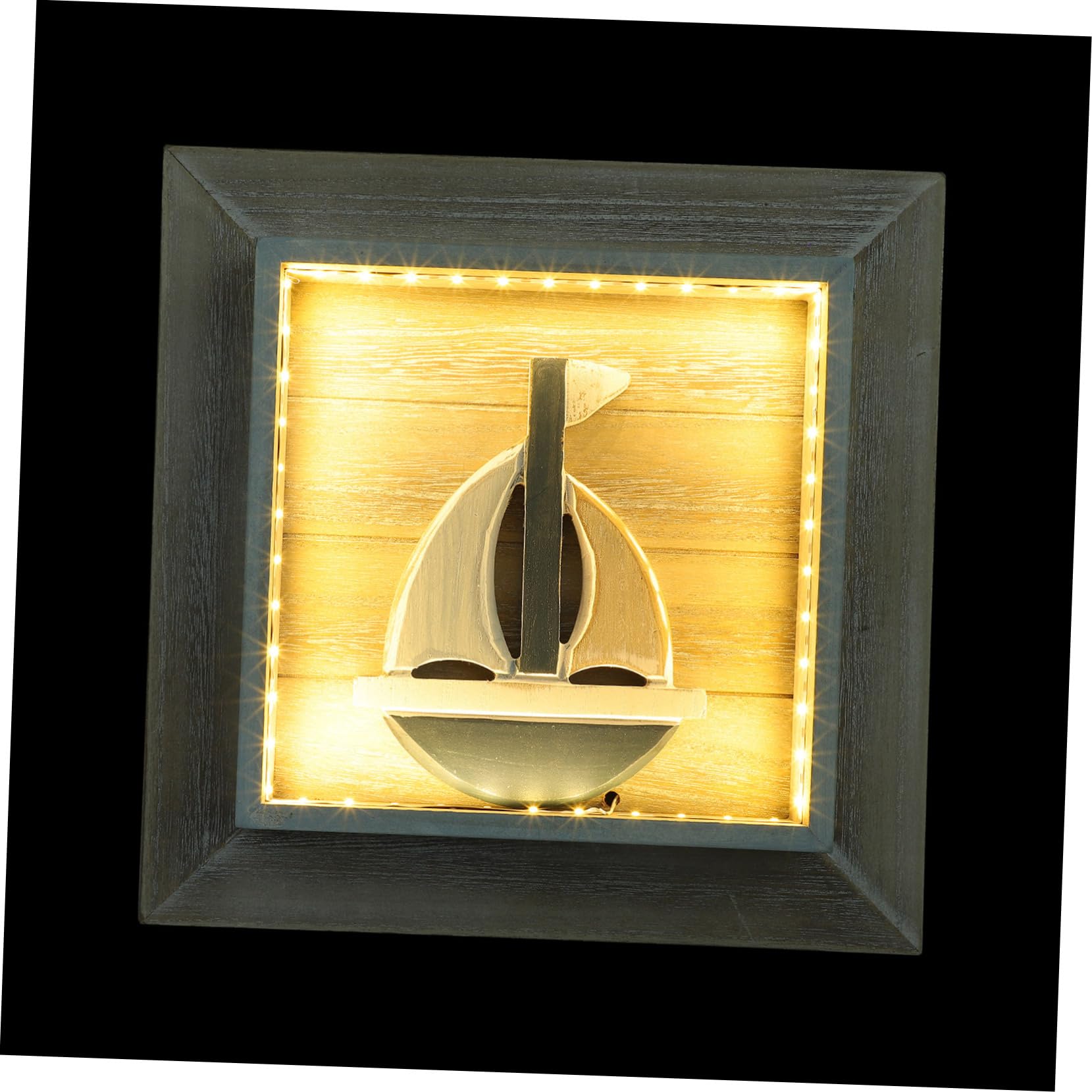 Homoyoyo Arte De Pared Led Mediterráneo Marco De Madera Decoración Rústica Luminosa para Hogar Cuadro Colgante De Diseño Único y Fácil Instalación