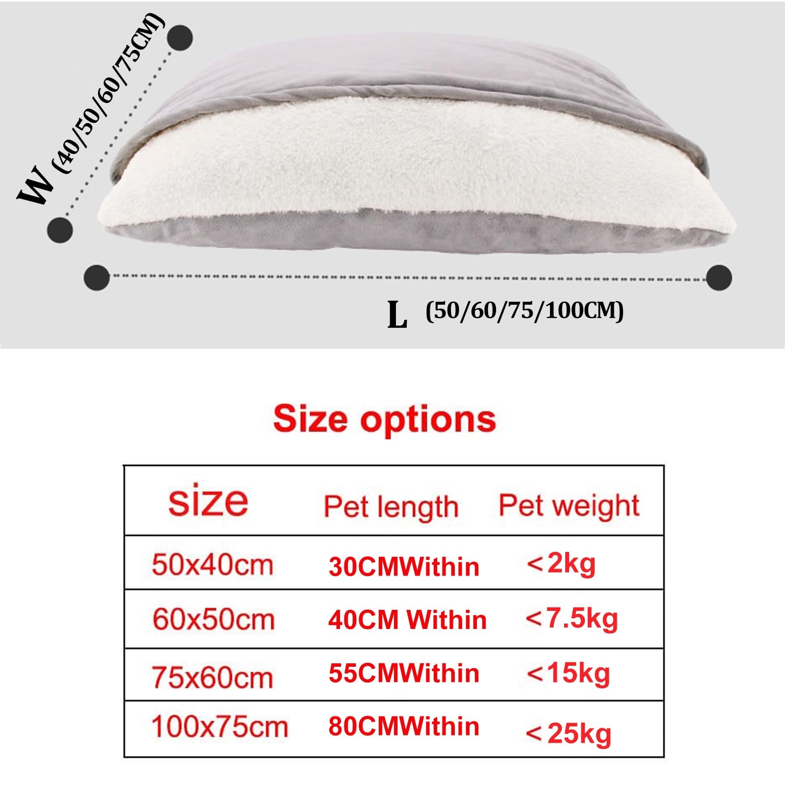Cama Calmante Ortopédica Con Manta y Capucha Para Perro/Gato, Saco de Dormir Extraíble y Lavable, Suave Fuzzy Cómoda Sofá Para Mascotas Pequeñas y Medianas (Beige, 100x75x)