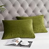 PHF Super Soft Velvet Pillowcases King Size, No Insert, 2 Pack Luxury Cozy Warm Pillow Shams Covers with Envelope Closure, 20