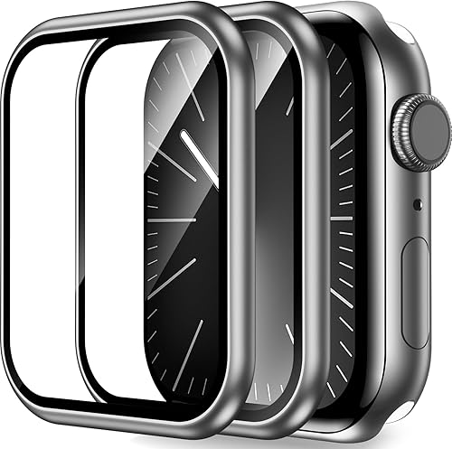 BAZO Paquete de 2 protectores de pantalla para Apple Watch de 1.772 pulgadas Series 987, cobertura completa con borde de vidrio templado doble