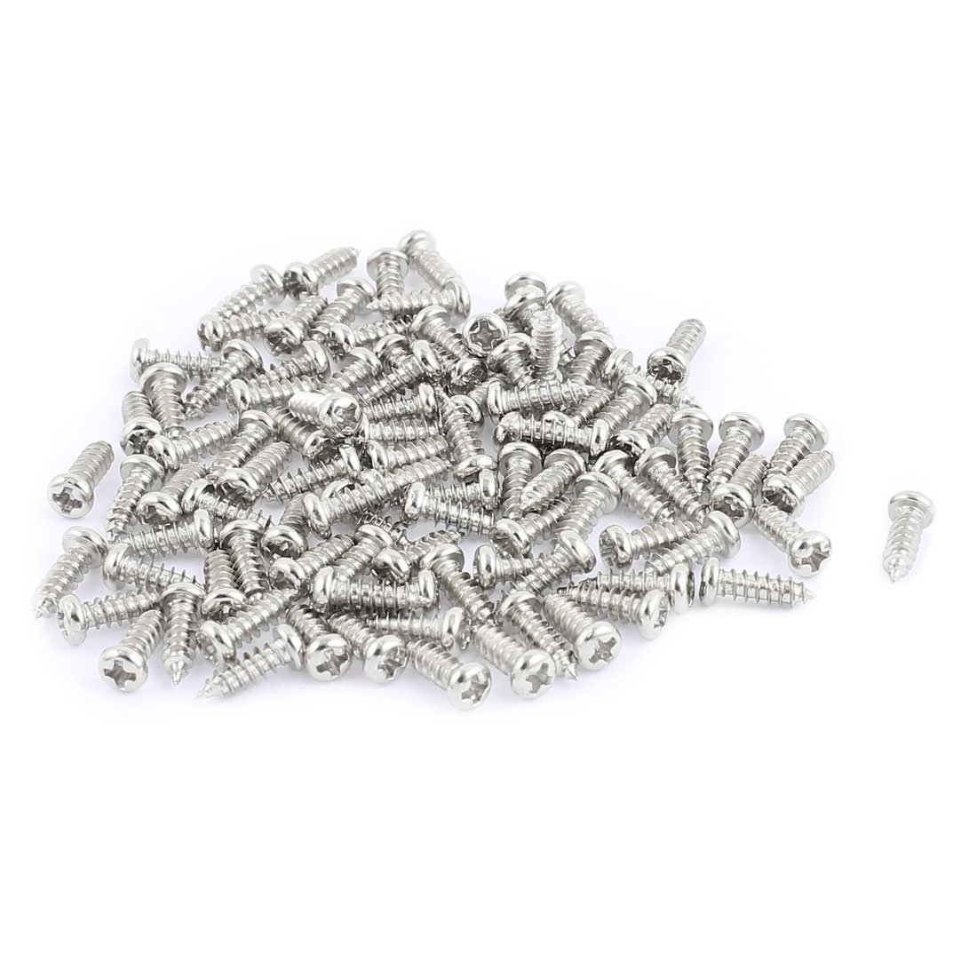 sourcing map 100pcs M2.5 x 8mm Stainless Steel Phillips Pan Round Head Self Tapping Screws