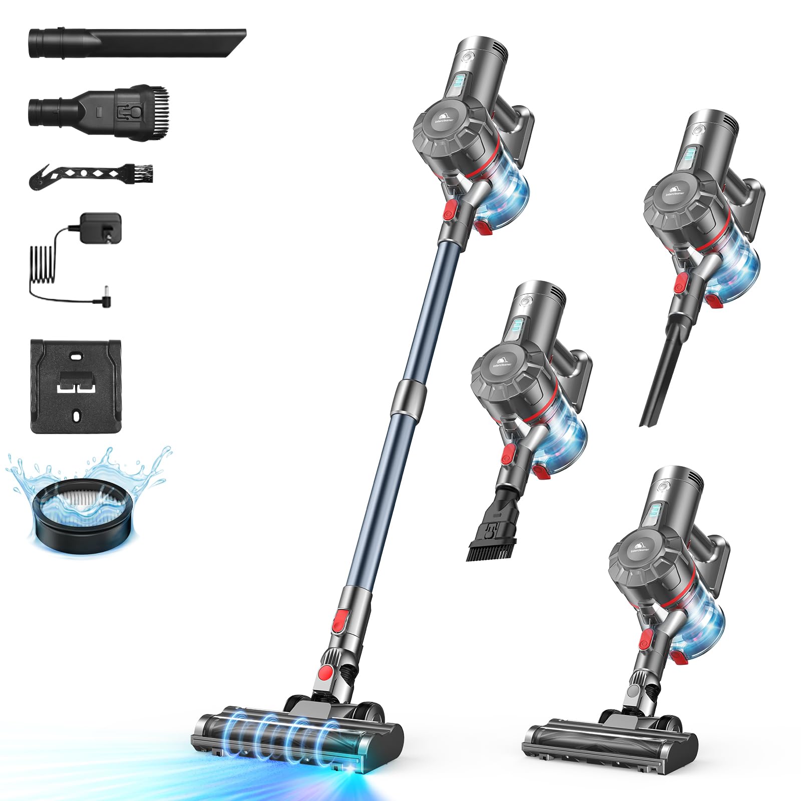Cordless Vacuum Cleaner, Vacuum Cleaners for Home with Powerful Suction 50Mins Runtime, Self-Standing Stick Vacuum with LED Headlights, 6 in 1 Lightweight Handheld Vac for Pet Hair Carpet Hard Floors