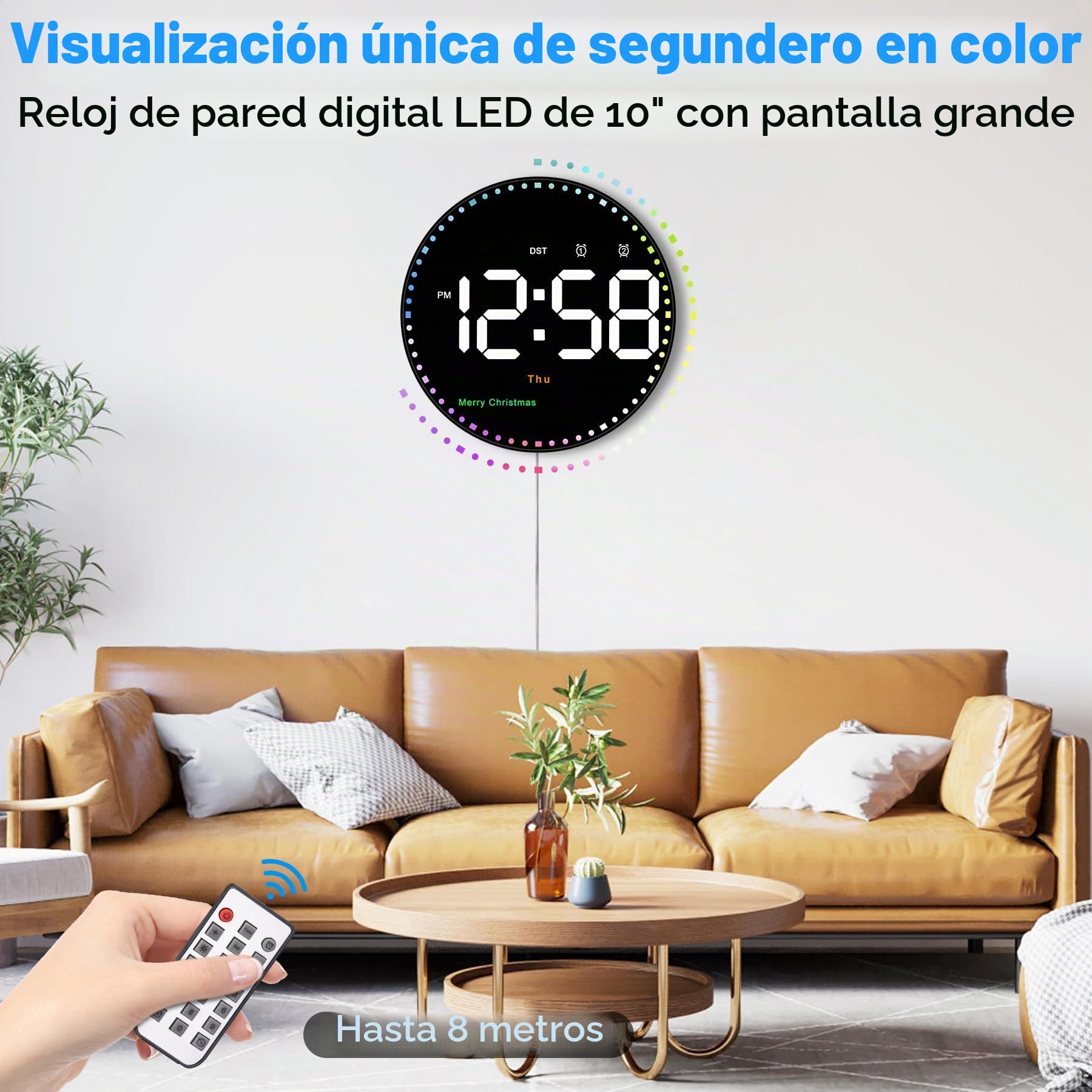 Sukeen Reloj de Pared Digital de 25 cm, Reloj Despertador Digital de Pared Grande, Reloj de Pared con Control Remoto con Fecha/Temp/Temporizador/Cuenta Regresiva/2 Alarmas/Festival, Reloj LED para