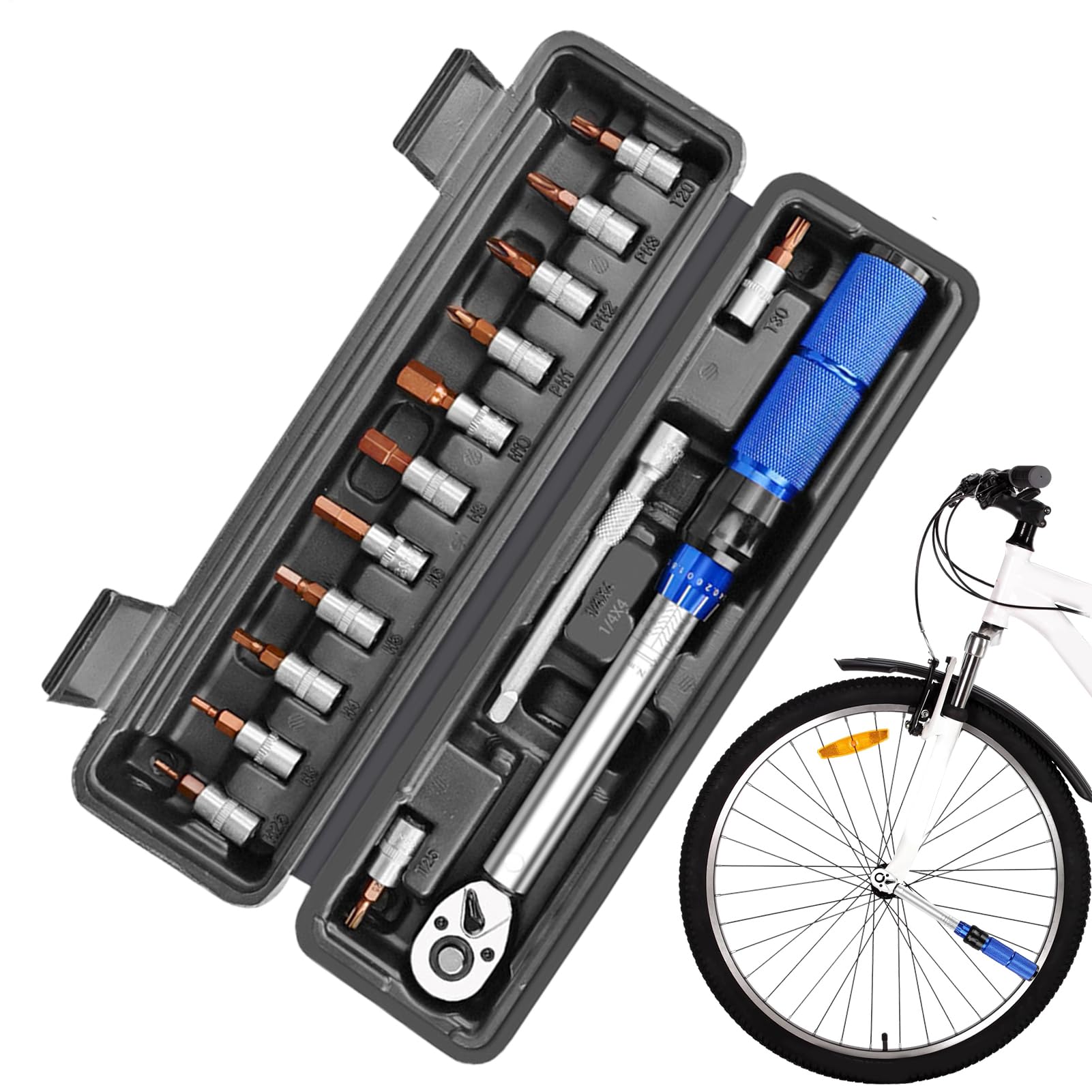 Kit réparation vélo et clé dynamométrique moto réglable avec rallonge de vis
