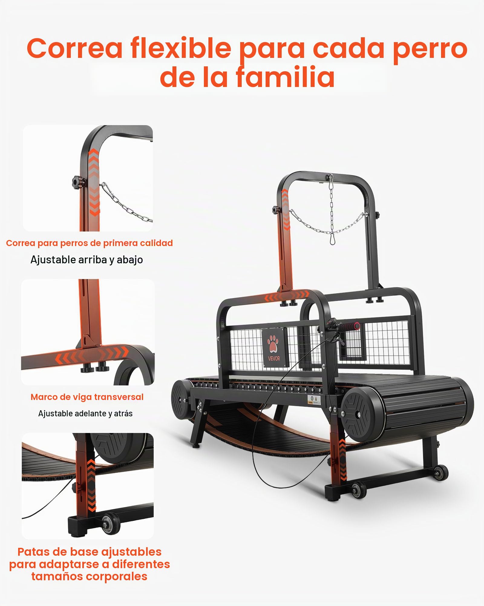 VEVOR Cinta de Correr para Perros Pequeños Medianos sin Motor 175 x 51 x 136 cm, Soporte 199,58 kg, Máquina de Ejercicio Interior Perros con Rampa Ajustable y Ruedas, Altura de Inclinación de 11 cm