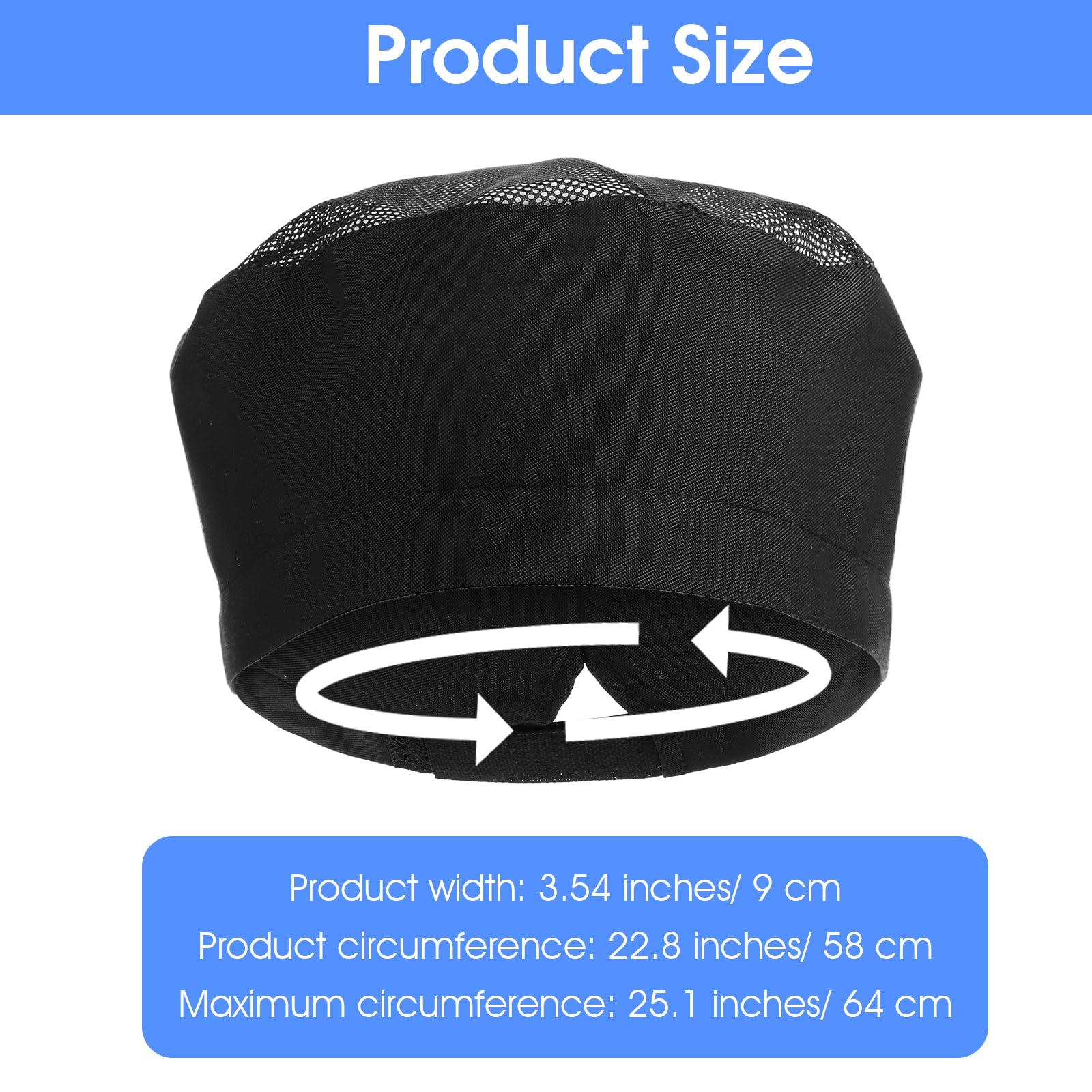 Cappello da chef regolabile traspirante nero alto unisex per uomo e donna