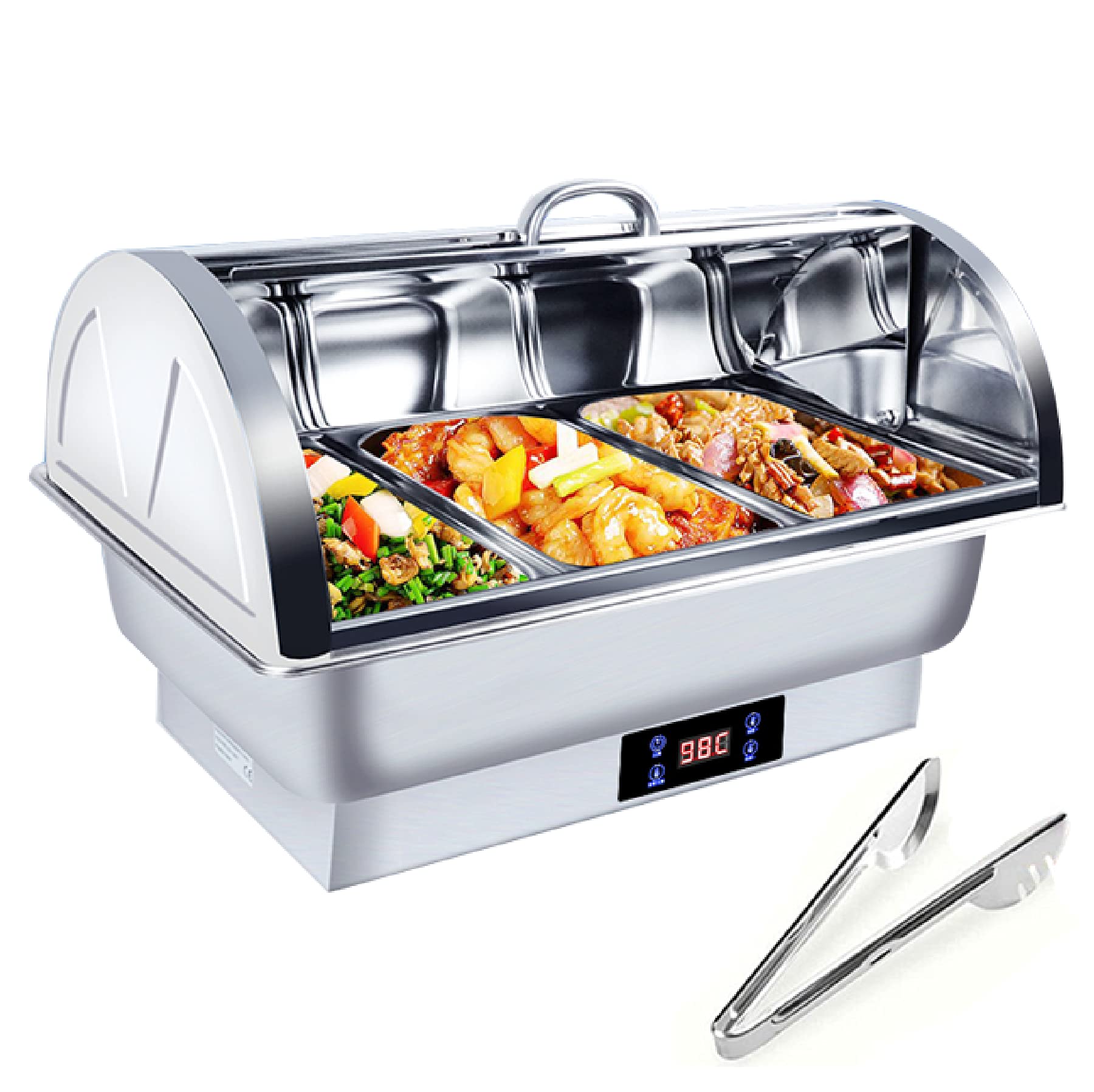 Chafing dish rectangulaire 9L en acier inoxydable pour buffet de restauration