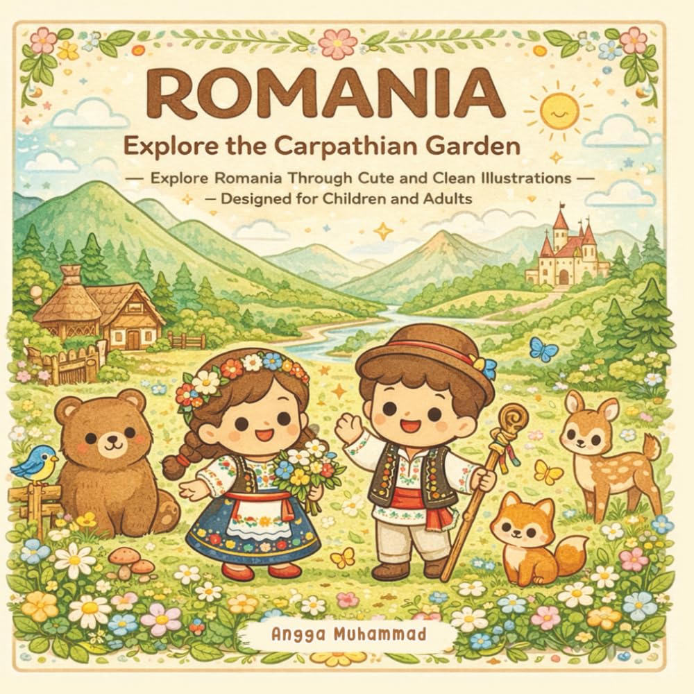 ROMANIA — Explore the Carpathian Garden: Explore Romania Through Cute and Clean Illustrations of Carpathian Peaks, Medieval Streets, Local Markets, ... Animals — Designed for Children and Adults